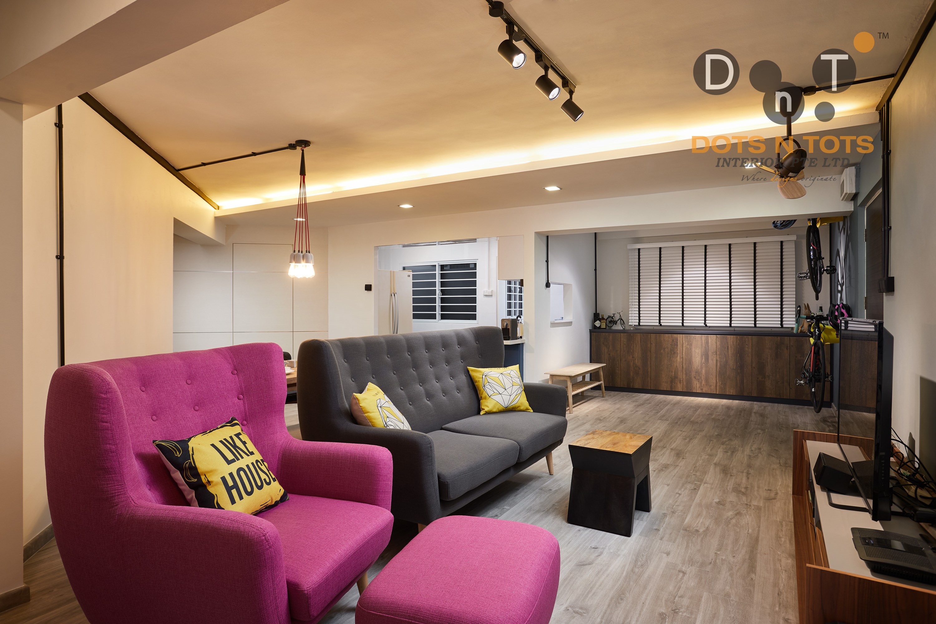 Contemporary, Minimalist Design - Living Room - HDB 5 Room - Design by Dots n Tots Interior Pte Ltd