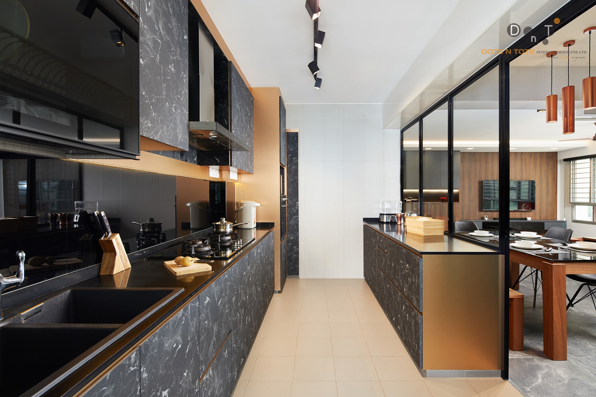 Contemporary, Modern Design - Kitchen - HDB 5 Room - Design by Dots n Tots Interior Pte Ltd