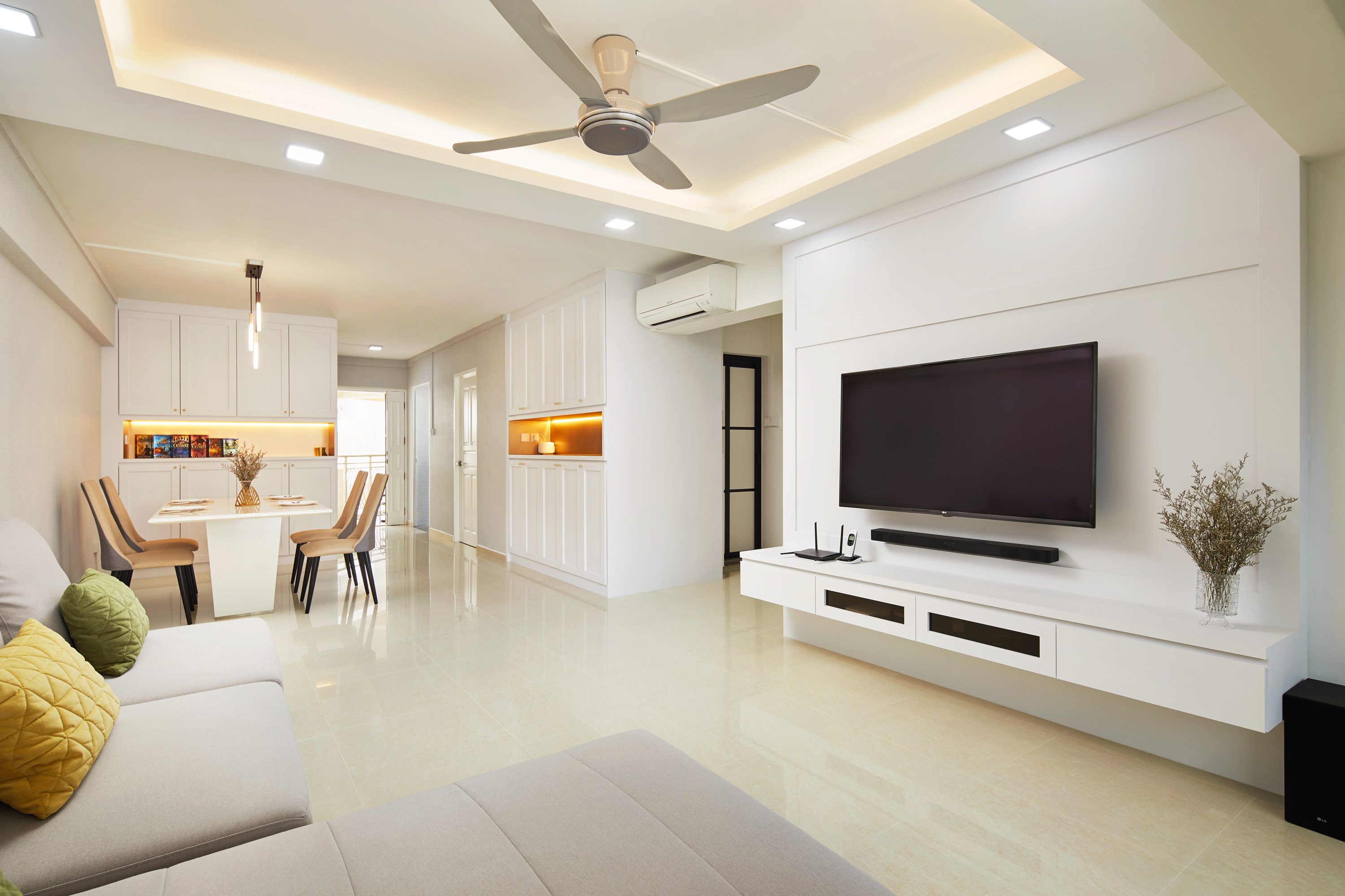 Contemporary, Modern Design - Living Room - HDB 5 Room - Design by Dots n Tots Interior Pte Ltd