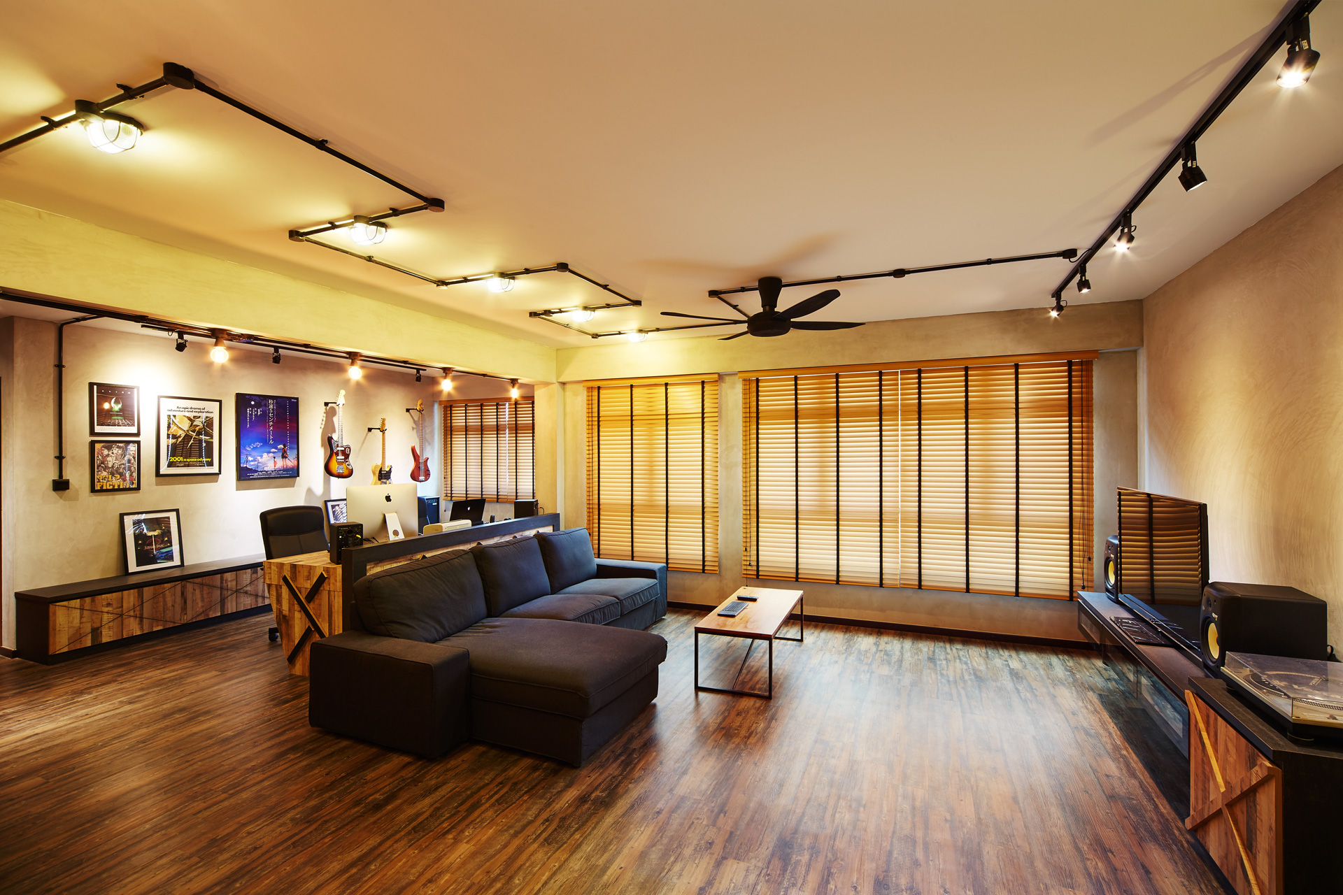 Industrial, Retro Design - Living Room - HDB 5 Room - Design by Dots n Tots Interior Pte Ltd