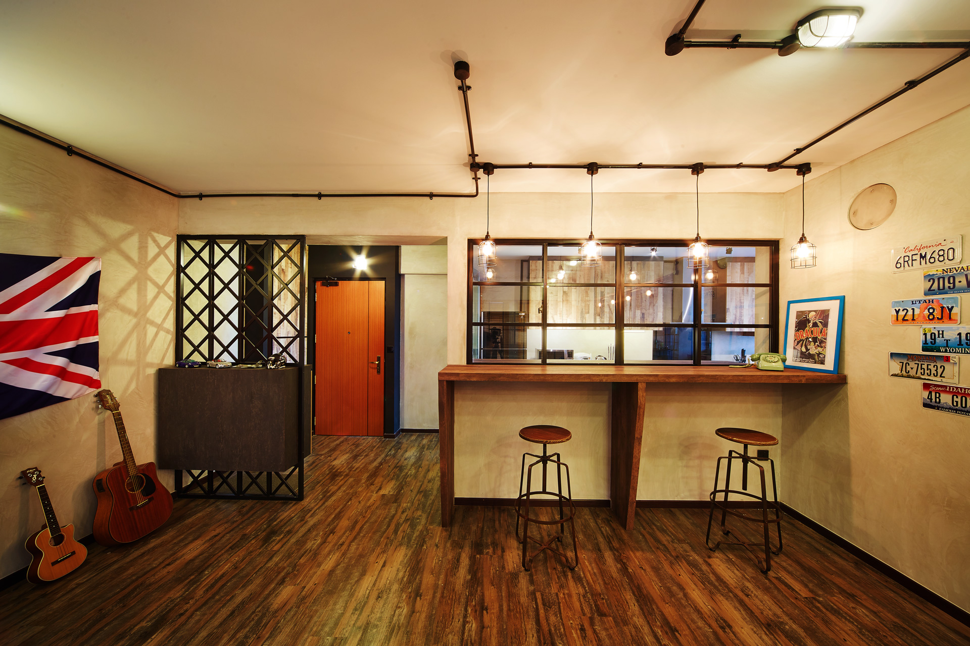 Industrial, Retro Design - Dining Room - HDB 5 Room - Design by Dots n Tots Interior Pte Ltd
