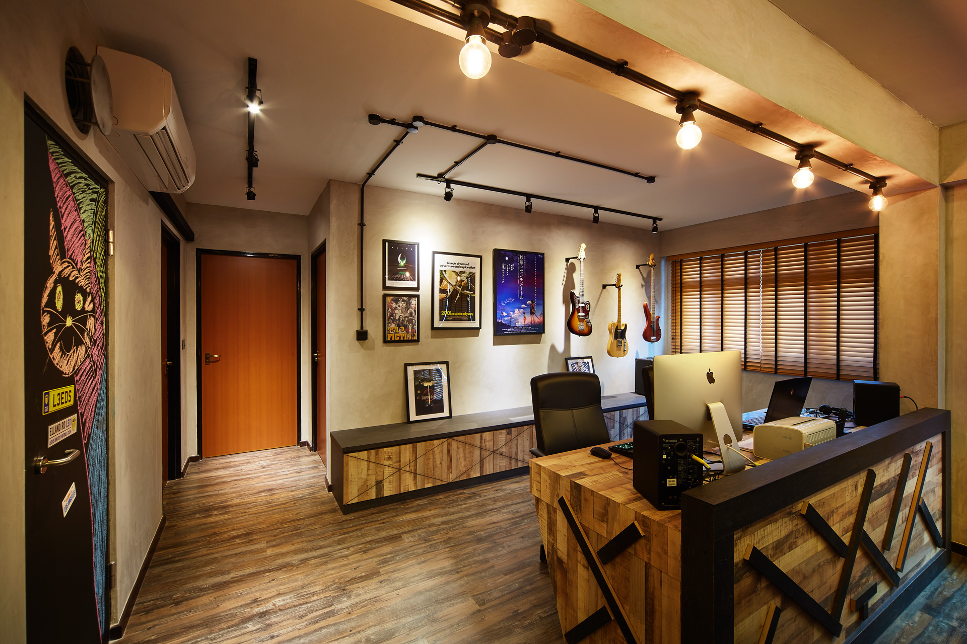 Industrial, Retro Design - Study Room - HDB 5 Room - Design by Dots n Tots Interior Pte Ltd