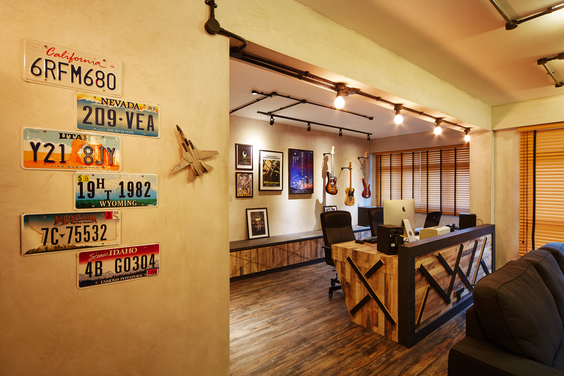 Industrial, Retro Design - Study Room - HDB 5 Room - Design by Dots n Tots Interior Pte Ltd