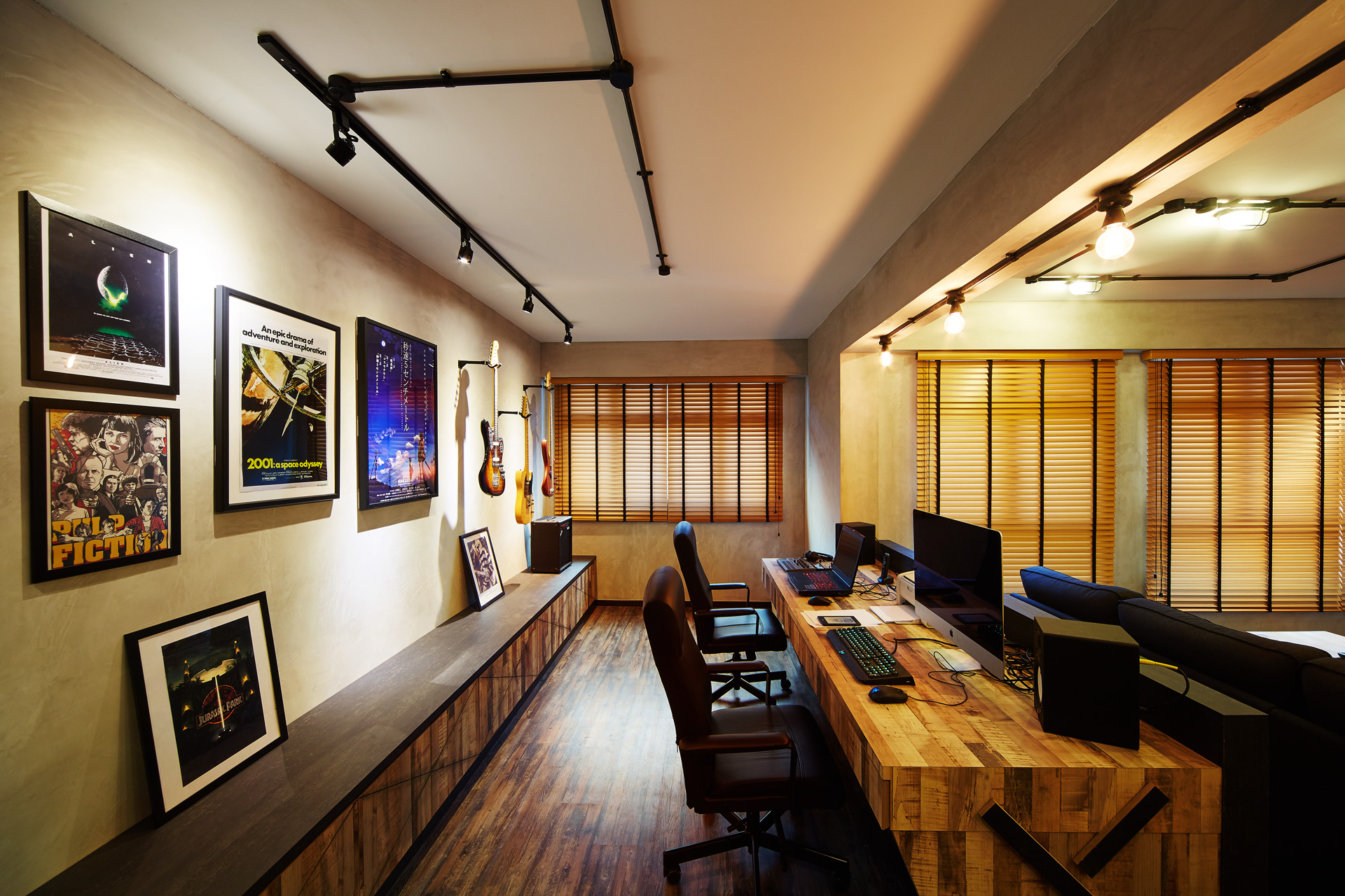 Industrial, Retro Design - Study Room - HDB 5 Room - Design by Dots n Tots Interior Pte Ltd