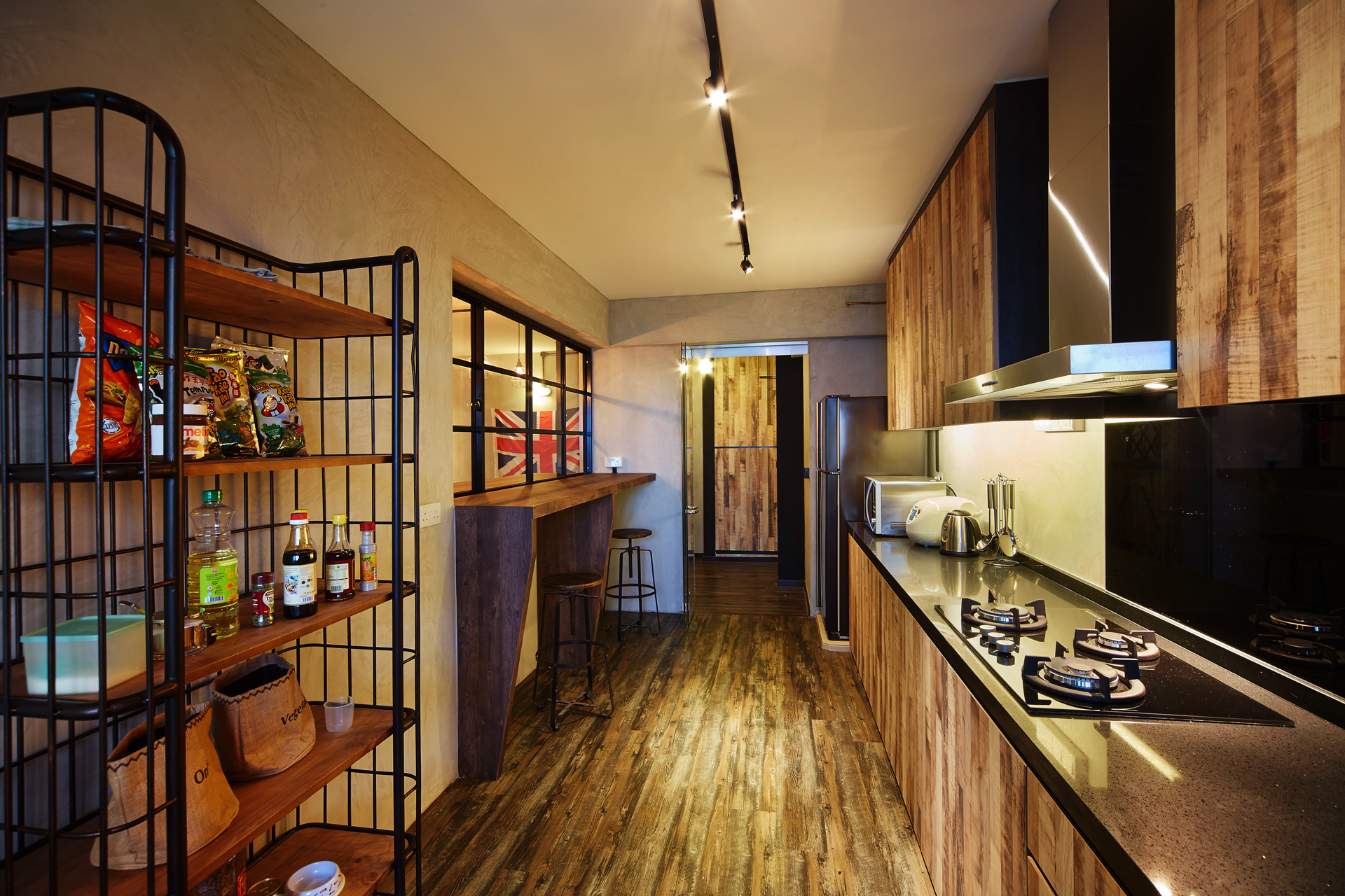 Industrial, Retro Design - Kitchen - HDB 5 Room - Design by Dots n Tots Interior Pte Ltd