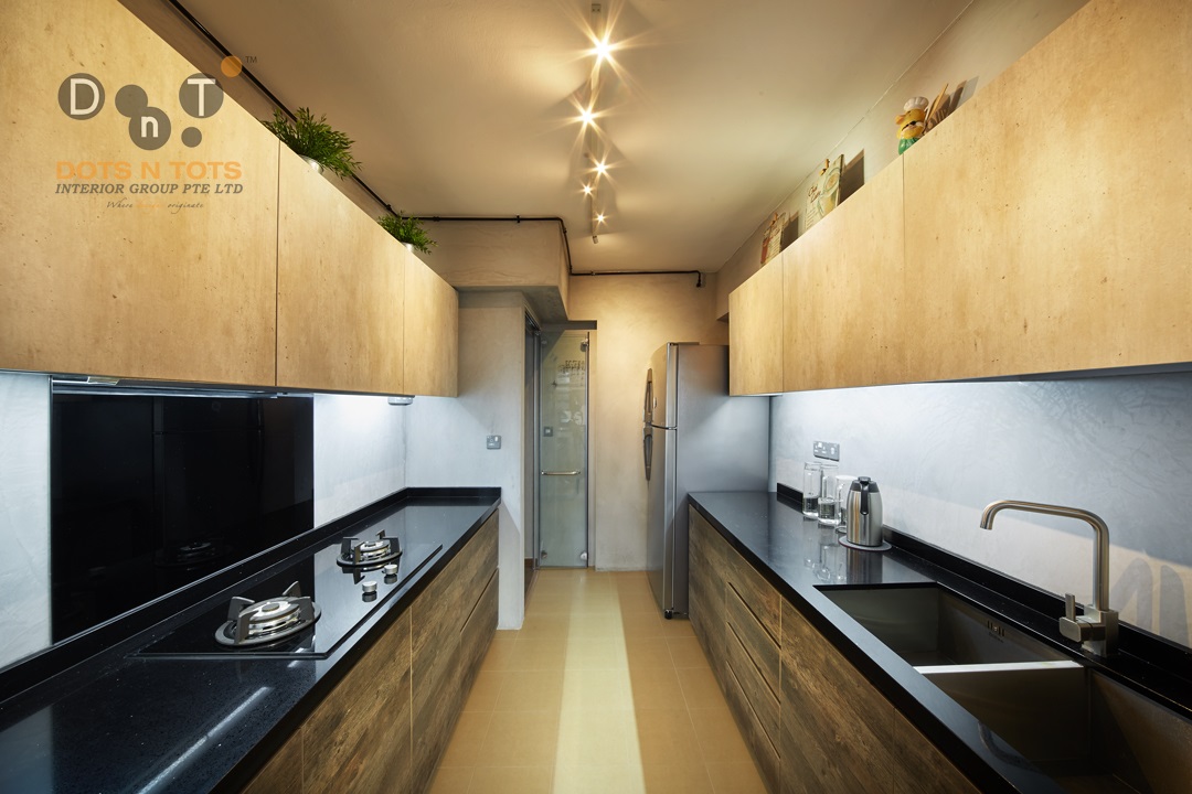 Industrial Design - Kitchen - HDB 3 Room - Design by Dots n Tots Interior Pte Ltd