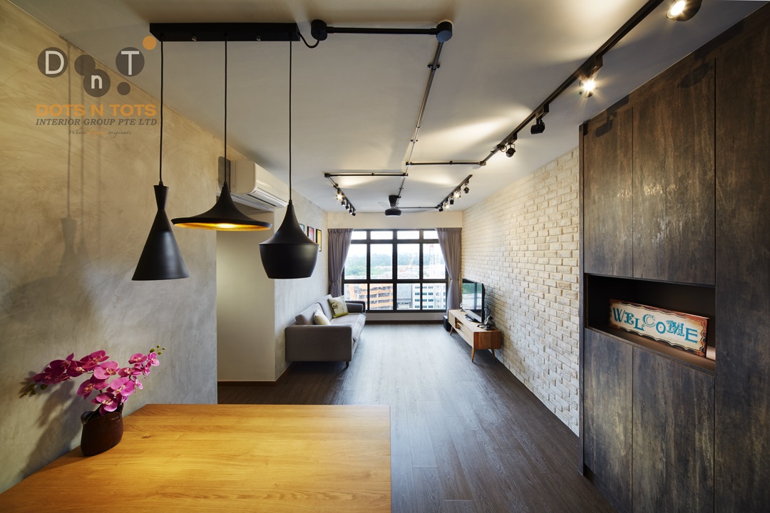 Industrial Design - Living Room - HDB 3 Room - Design by Dots n Tots Interior Pte Ltd