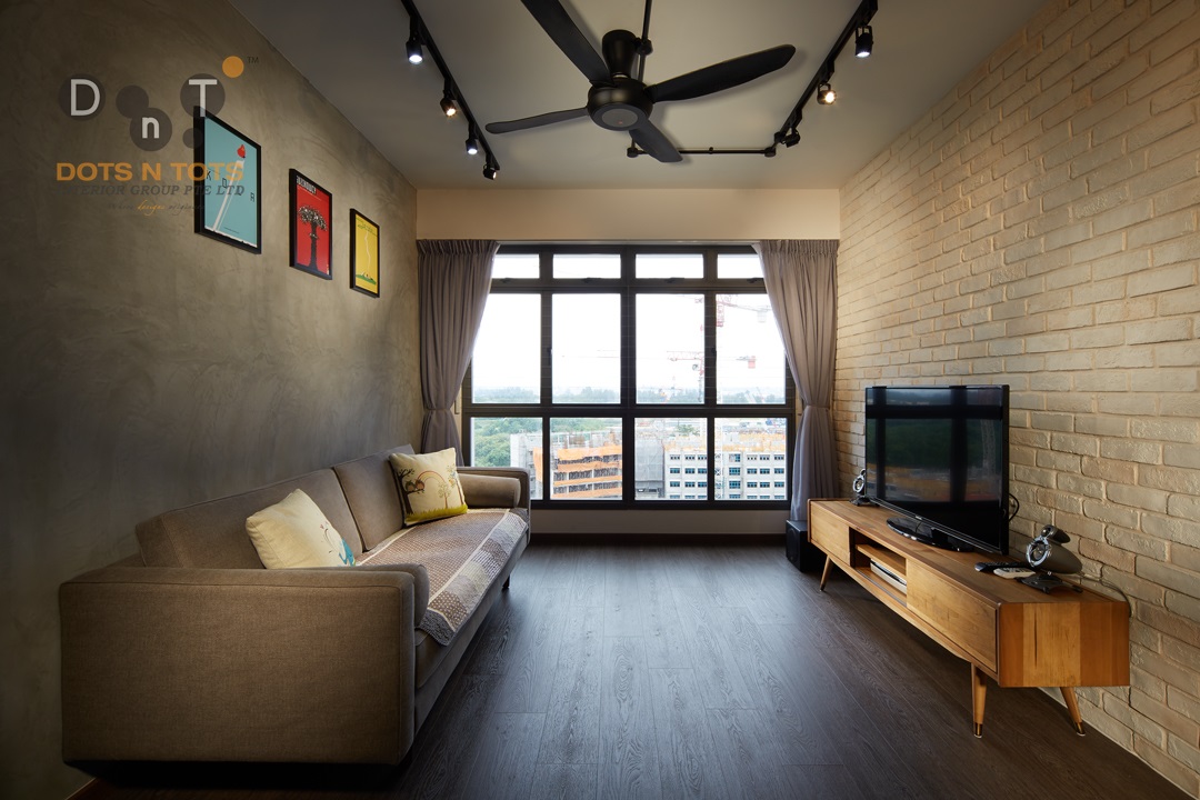 Industrial Design - Living Room - HDB 3 Room - Design by Dots n Tots Interior Pte Ltd