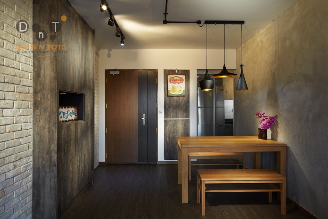 Industrial Design - Dining Room - HDB 3 Room - Design by Dots n Tots Interior Pte Ltd