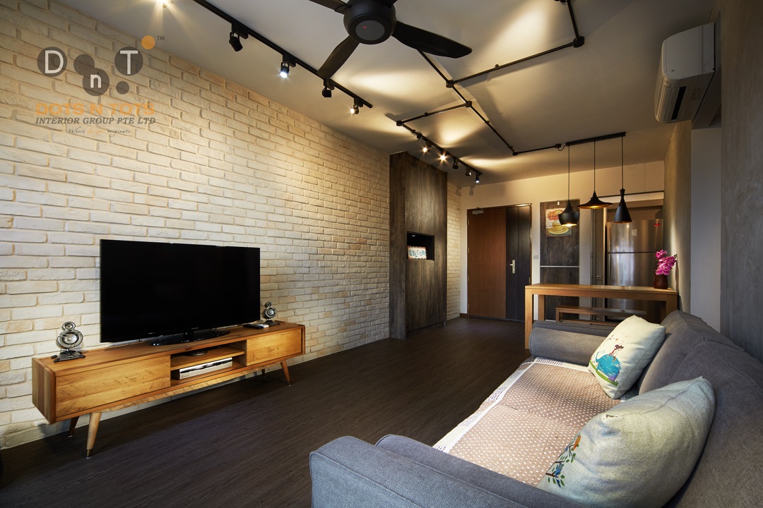 Industrial Design - Living Room - HDB 3 Room - Design by Dots n Tots Interior Pte Ltd