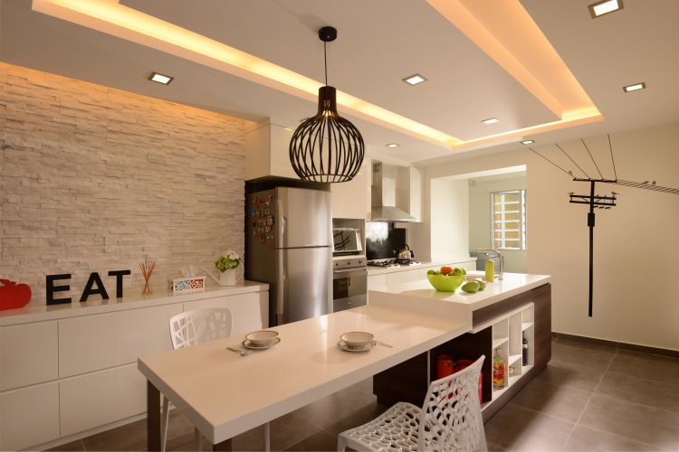Tropical Design - Kitchen - HDB 4 Room - Design by D'Planner Pte Ltd