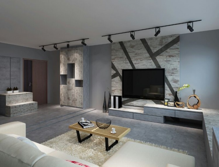 Industrial, Modern Design - Living Room - HDB 5 Room - Design by DreamCreations Interior Pte Ltd