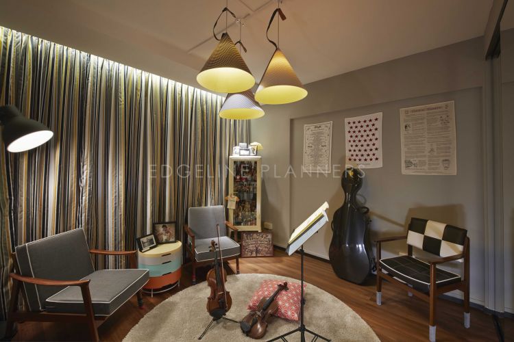 Industrial, Scandinavian, Vintage Design - Entertainment Room - HDB Executive Apartment - Design by Edgeline Planners Pte Ltd