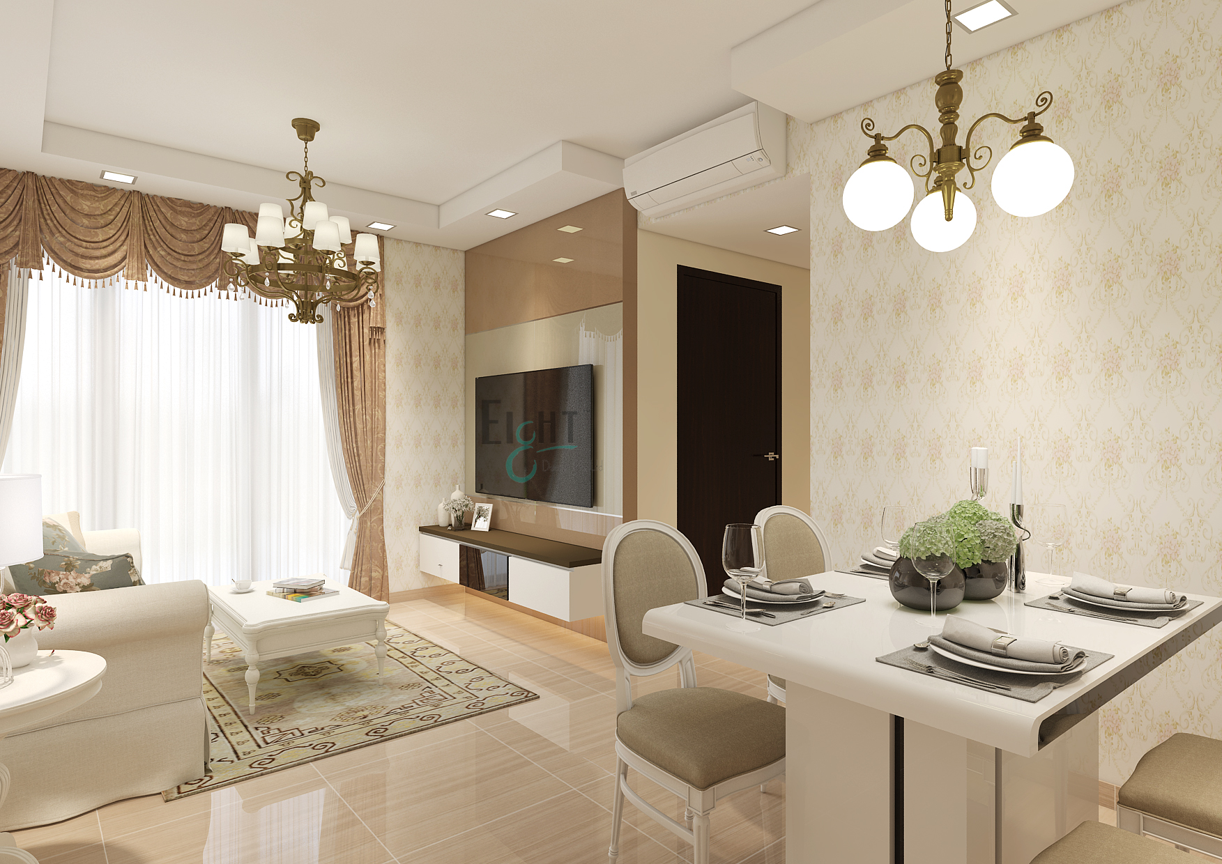 Victorian Design - Living Room - Condominium - Design by Eight Design Pte Ltd