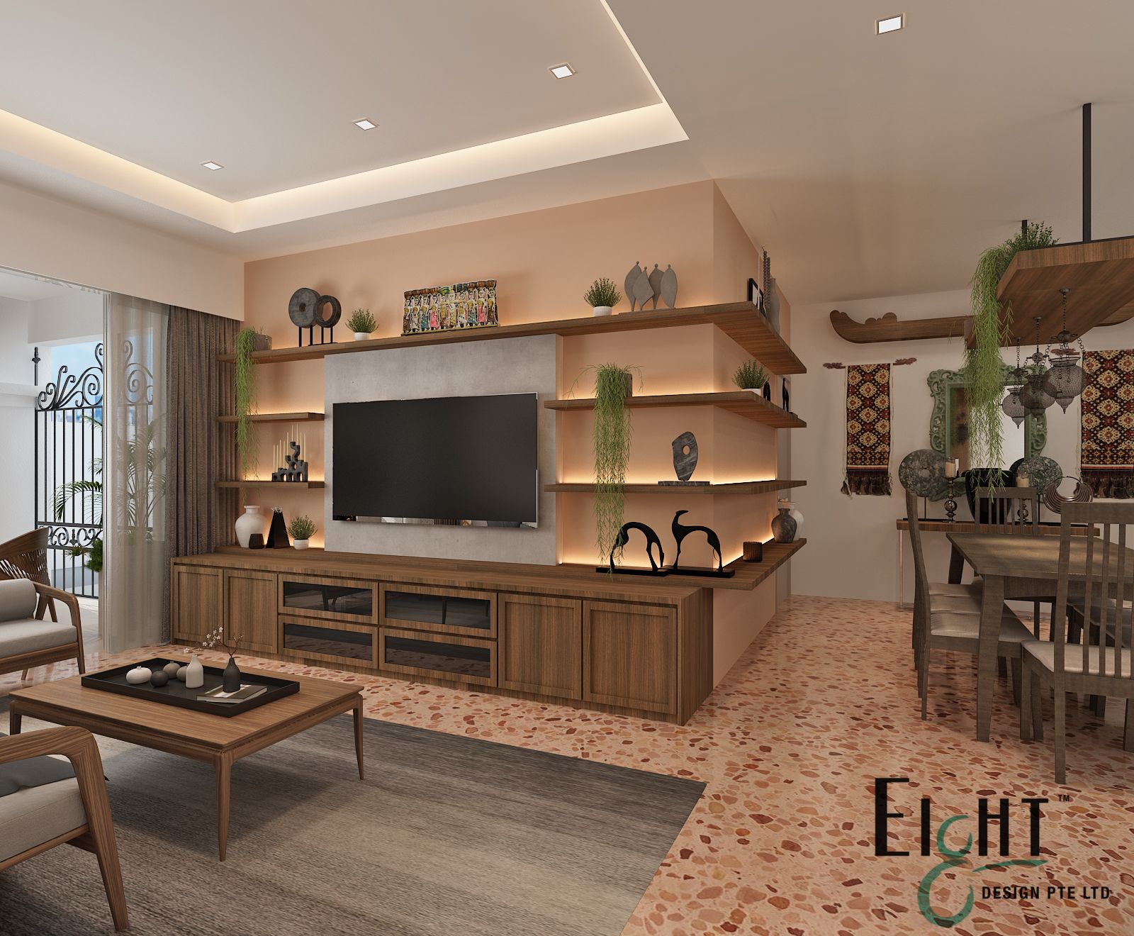 Oriental, Vintage Design - Living Room - Condominium - Design by Eight Design Pte Ltd