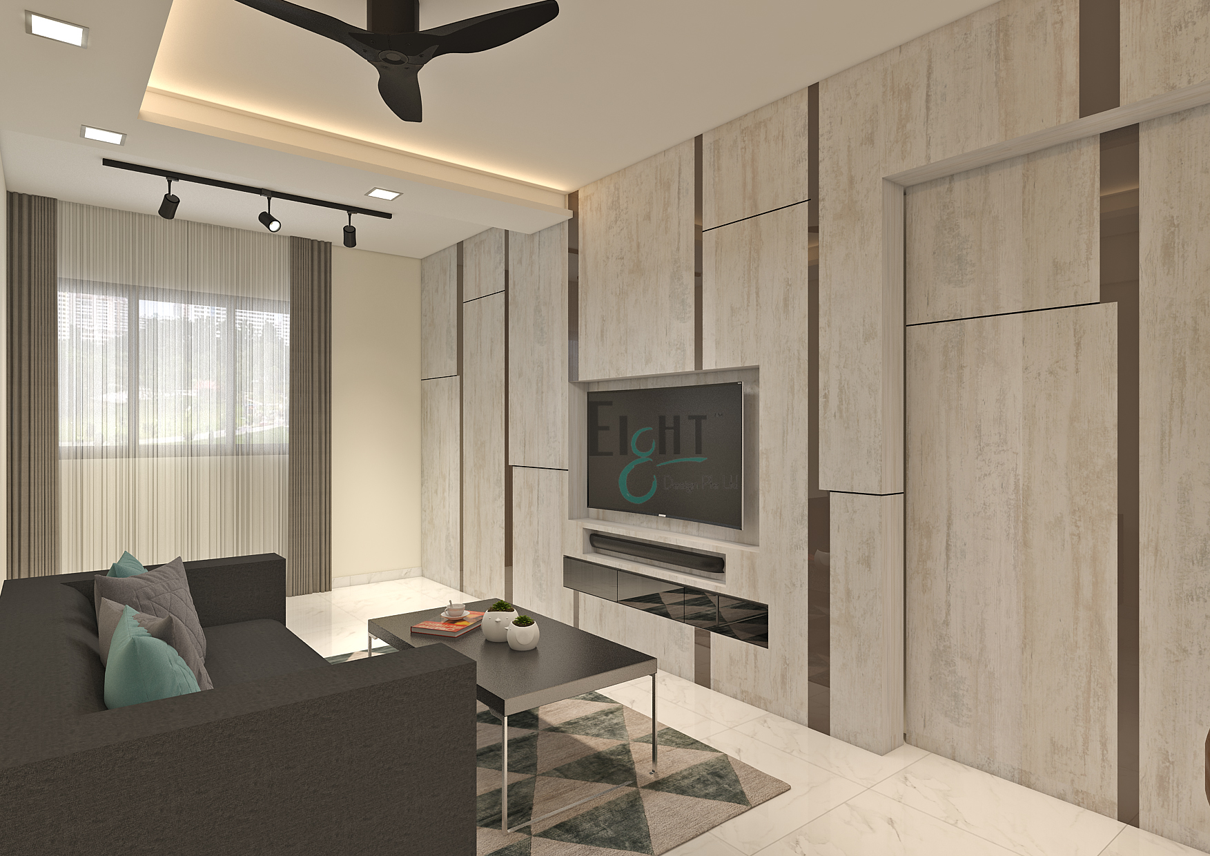 Modern Design - Living Room - HDB 4 Room - Design by Eight Design Pte Ltd