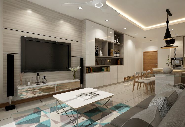 Contemporary, Modern Design - Living Room - HDB 4 Room - Design by Eight Design Pte Ltd