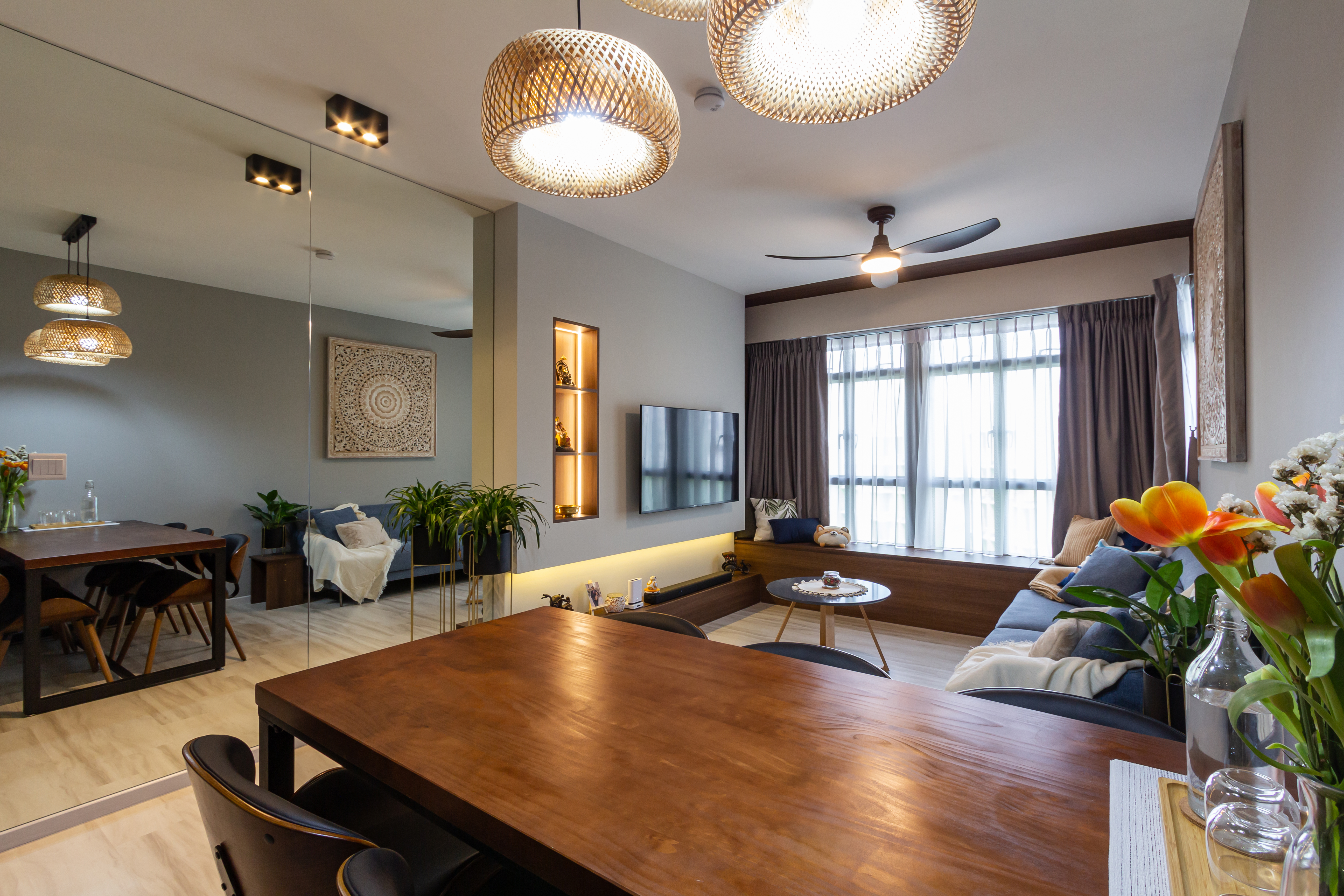 Contemporary, Modern Design - Living Room - HDB 4 Room - Design by Fineline Design Pte Ltd