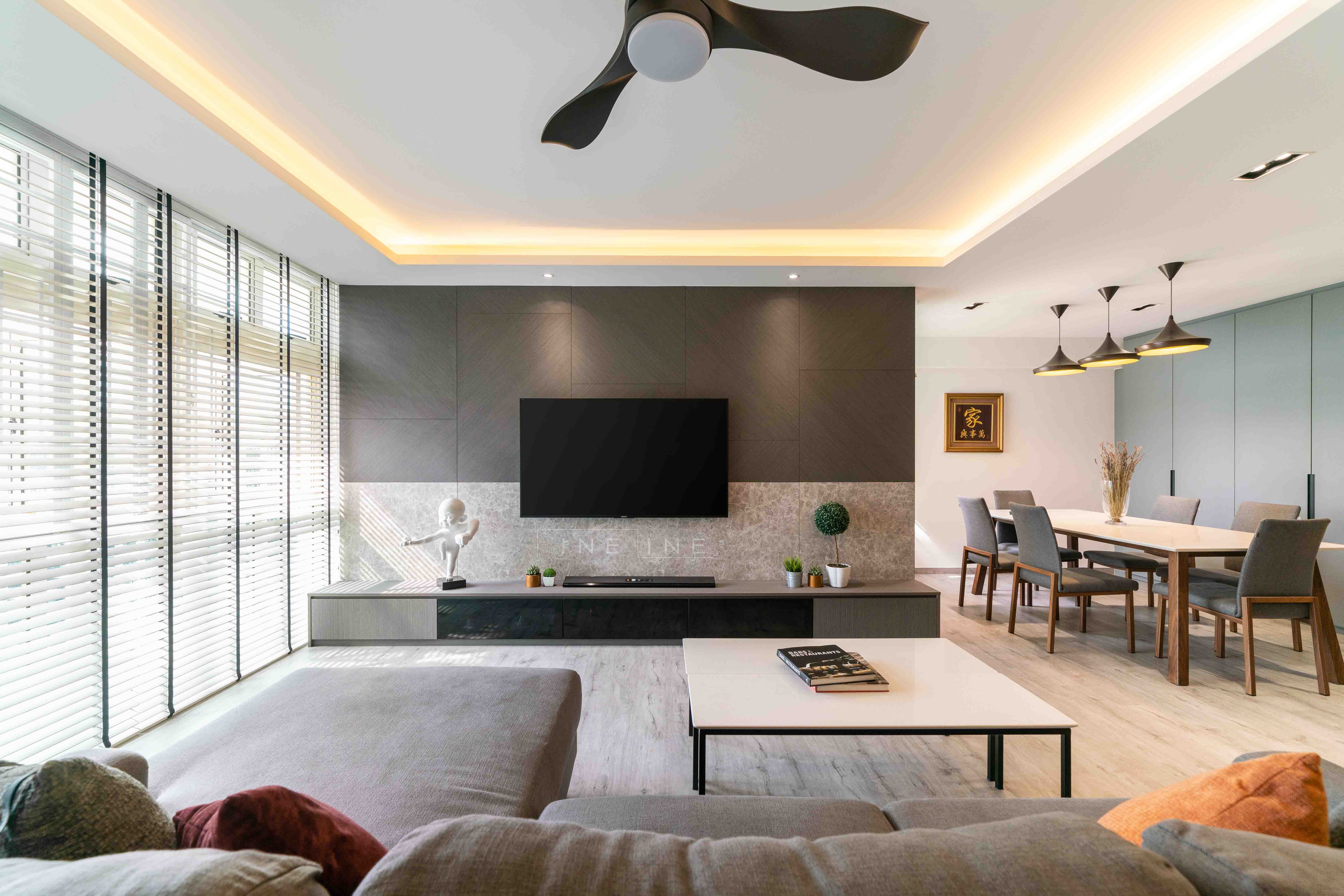 Contemporary Design - Living Room - HDB 5 Room - Design by Fineline Design Pte Ltd