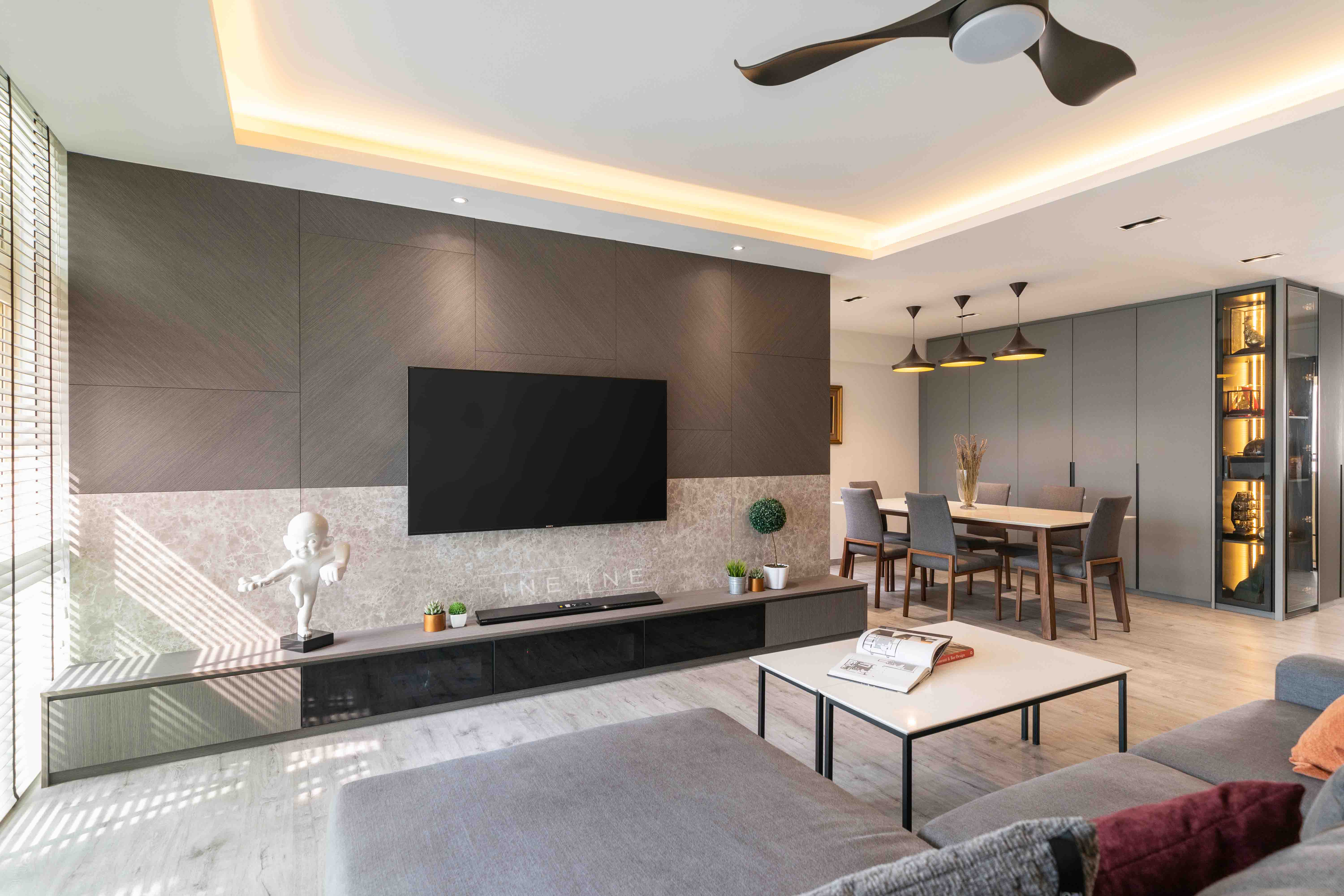 Contemporary Design - Living Room - HDB 5 Room - Design by Fineline Design Pte Ltd