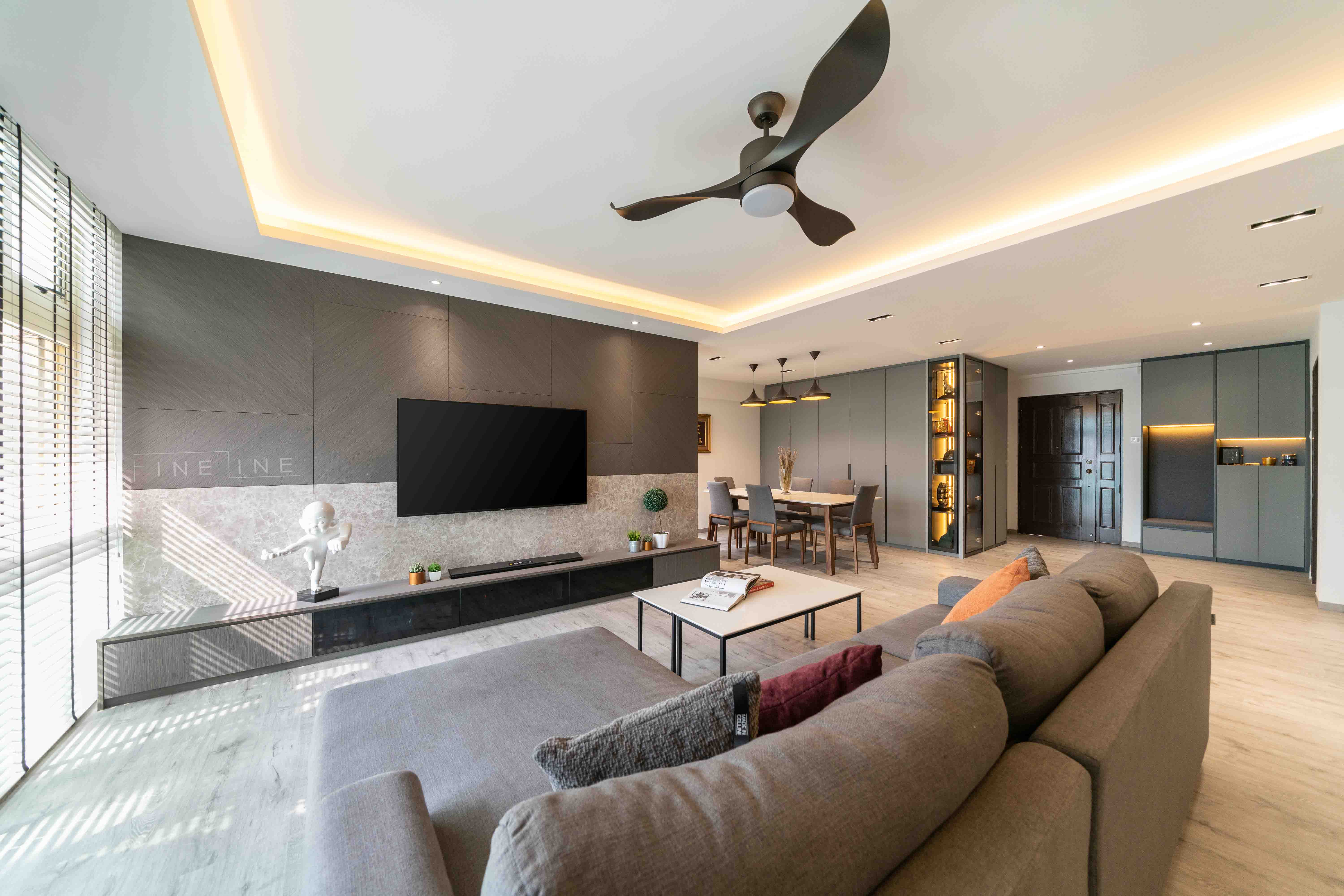 Contemporary Design - Living Room - HDB 5 Room - Design by Fineline Design Pte Ltd