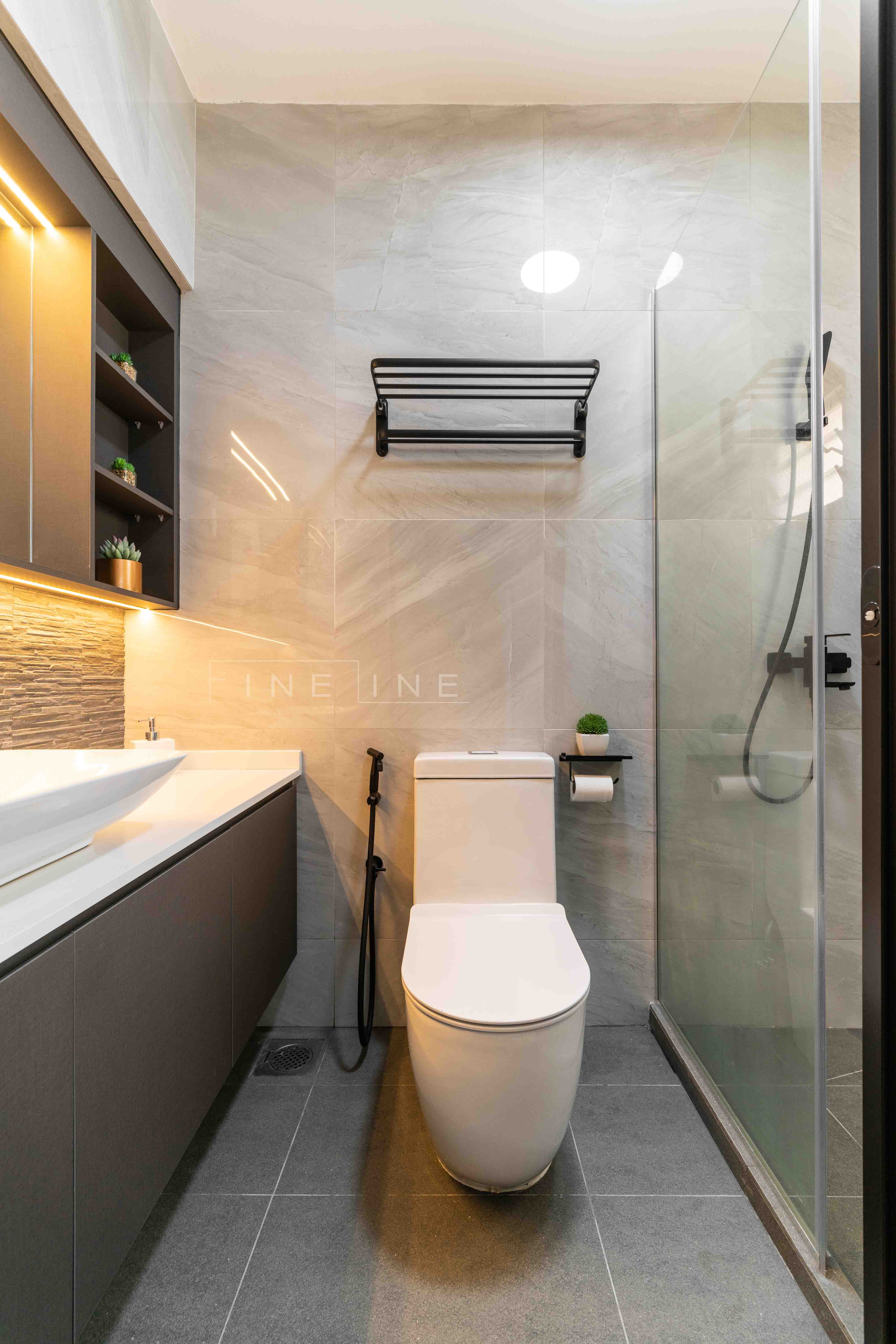 Contemporary Design - Bathroom - HDB 5 Room - Design by Fineline Design Pte Ltd