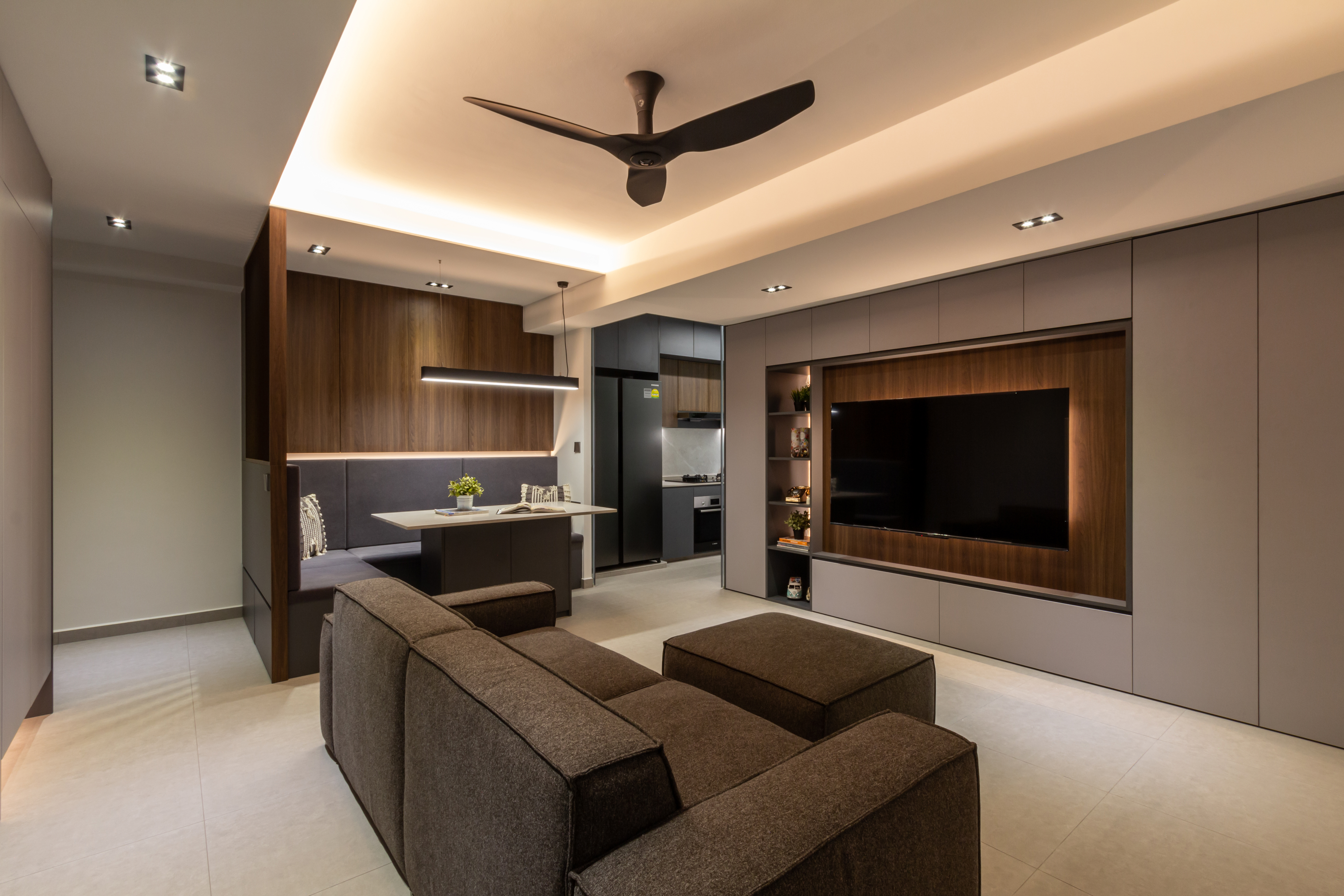 Contemporary, Modern Design - Living Room - HDB 4 Room - Design by Fineline Design Pte Ltd