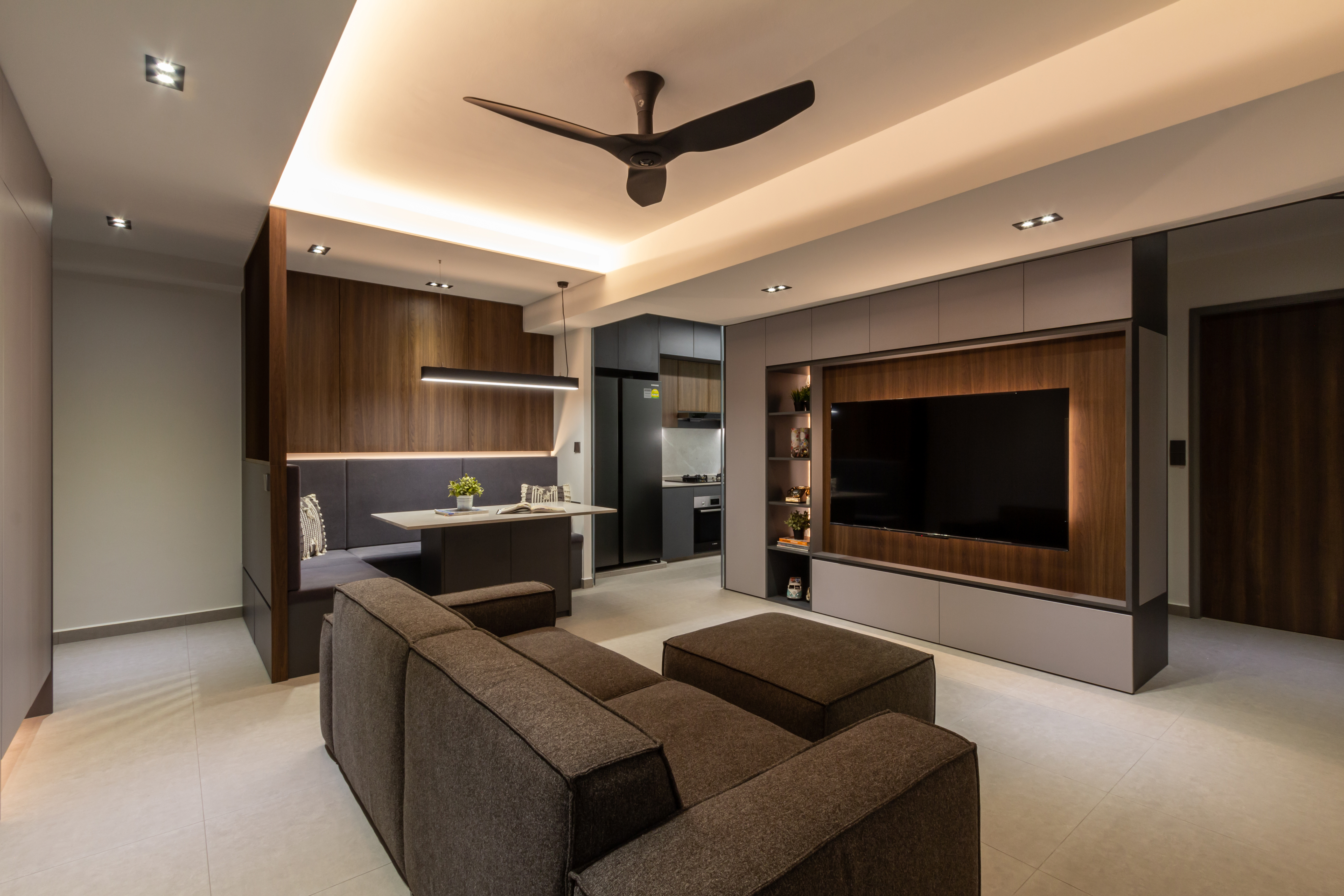 Contemporary, Modern Design - Living Room - HDB 4 Room - Design by Fineline Design Pte Ltd