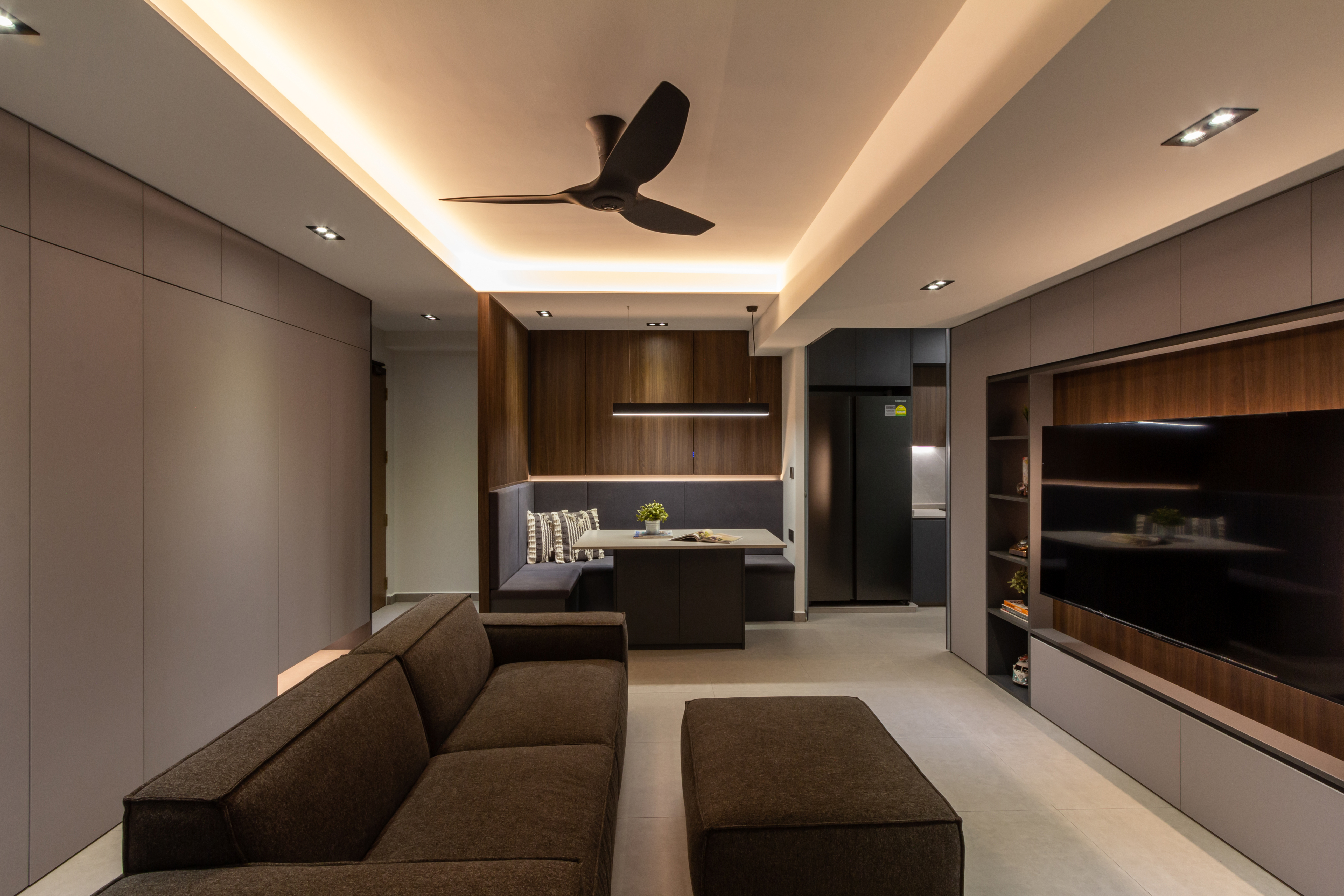 Contemporary, Modern Design - Living Room - HDB 4 Room - Design by Fineline Design Pte Ltd