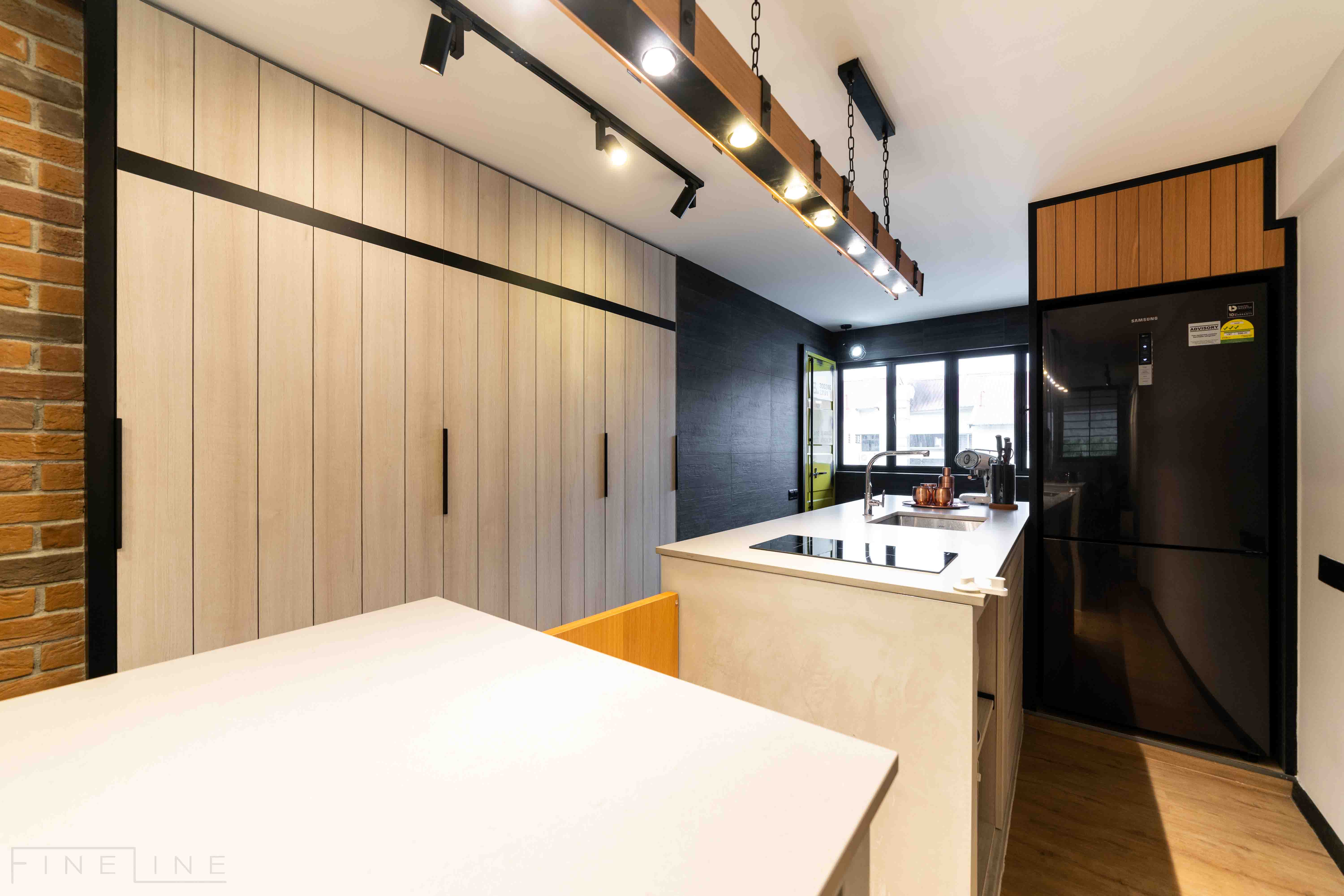 Industrial Design - Kitchen - HDB 3 Room - Design by Fineline Design Pte Ltd