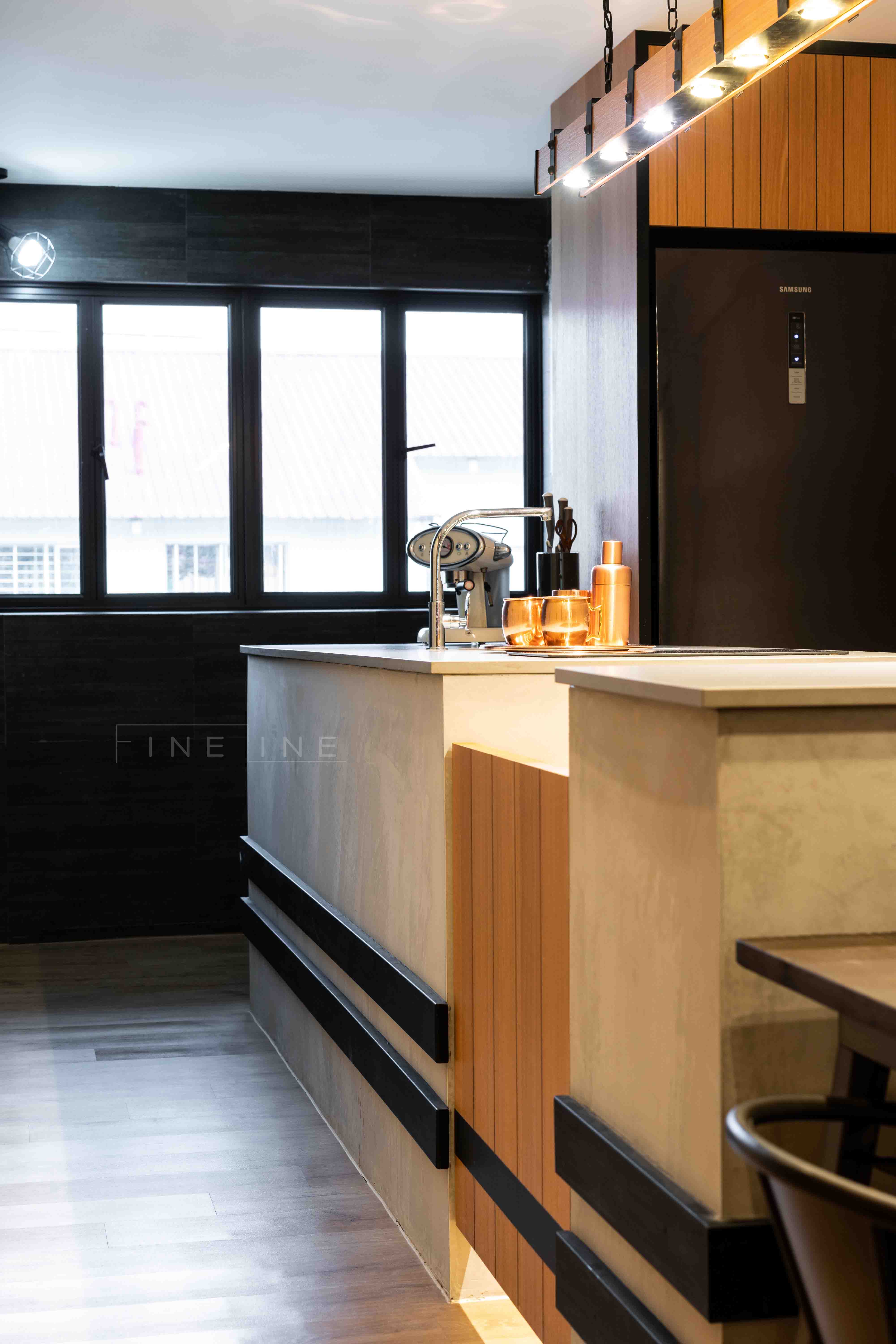 Industrial Design - Kitchen - HDB 3 Room - Design by Fineline Design Pte Ltd