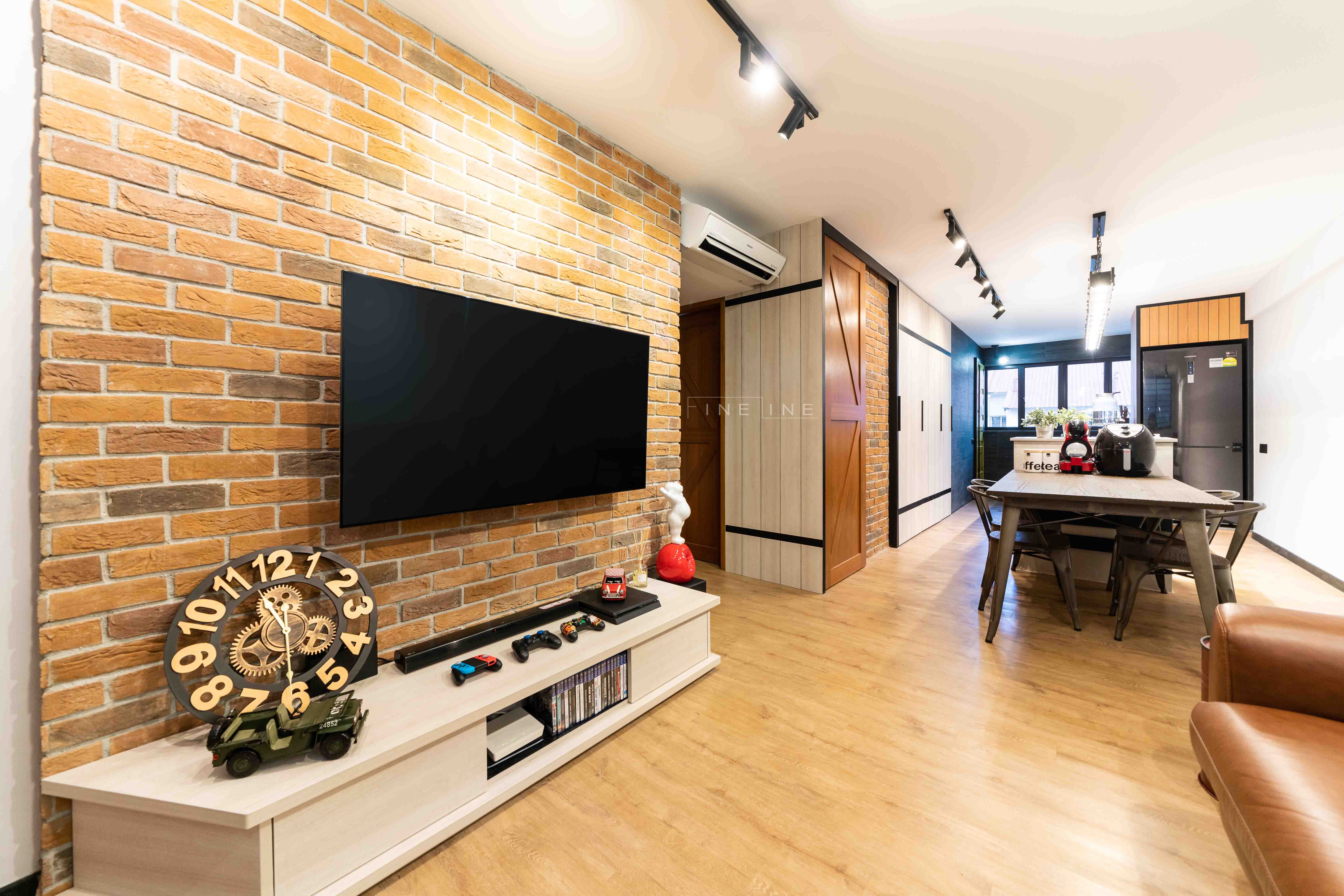 Industrial Design - Living Room - HDB 3 Room - Design by Fineline Design Pte Ltd