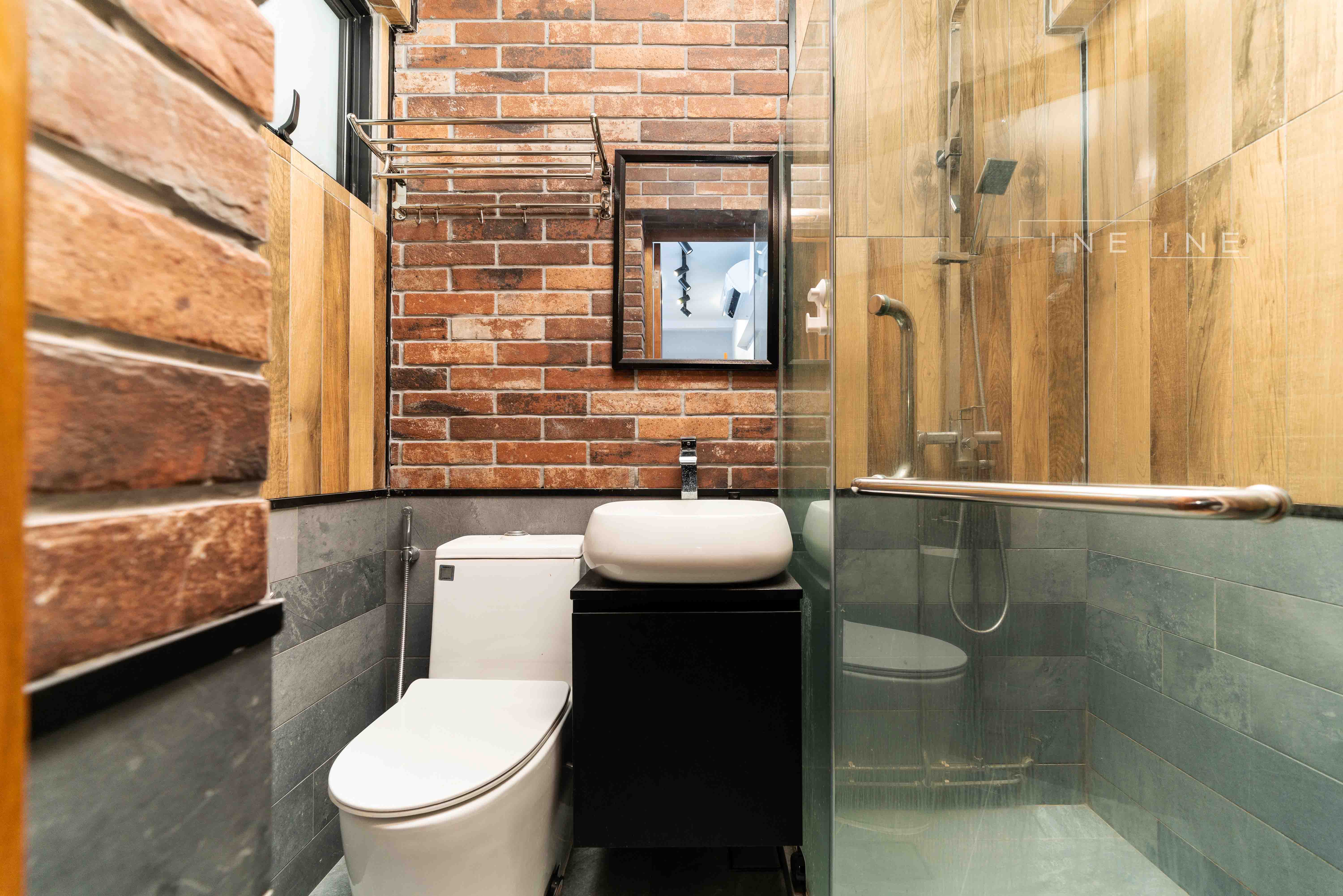 Industrial Design - Bathroom - HDB 3 Room - Design by Fineline Design Pte Ltd