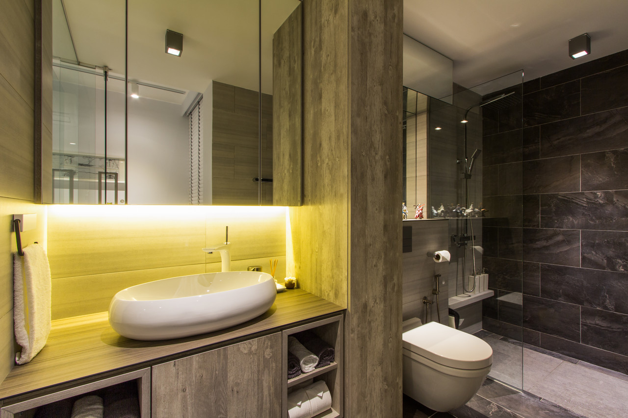 Contemporary, Modern, Rustic Design - Bathroom - HDB 4 Room - Design by Fineline Design Pte Ltd