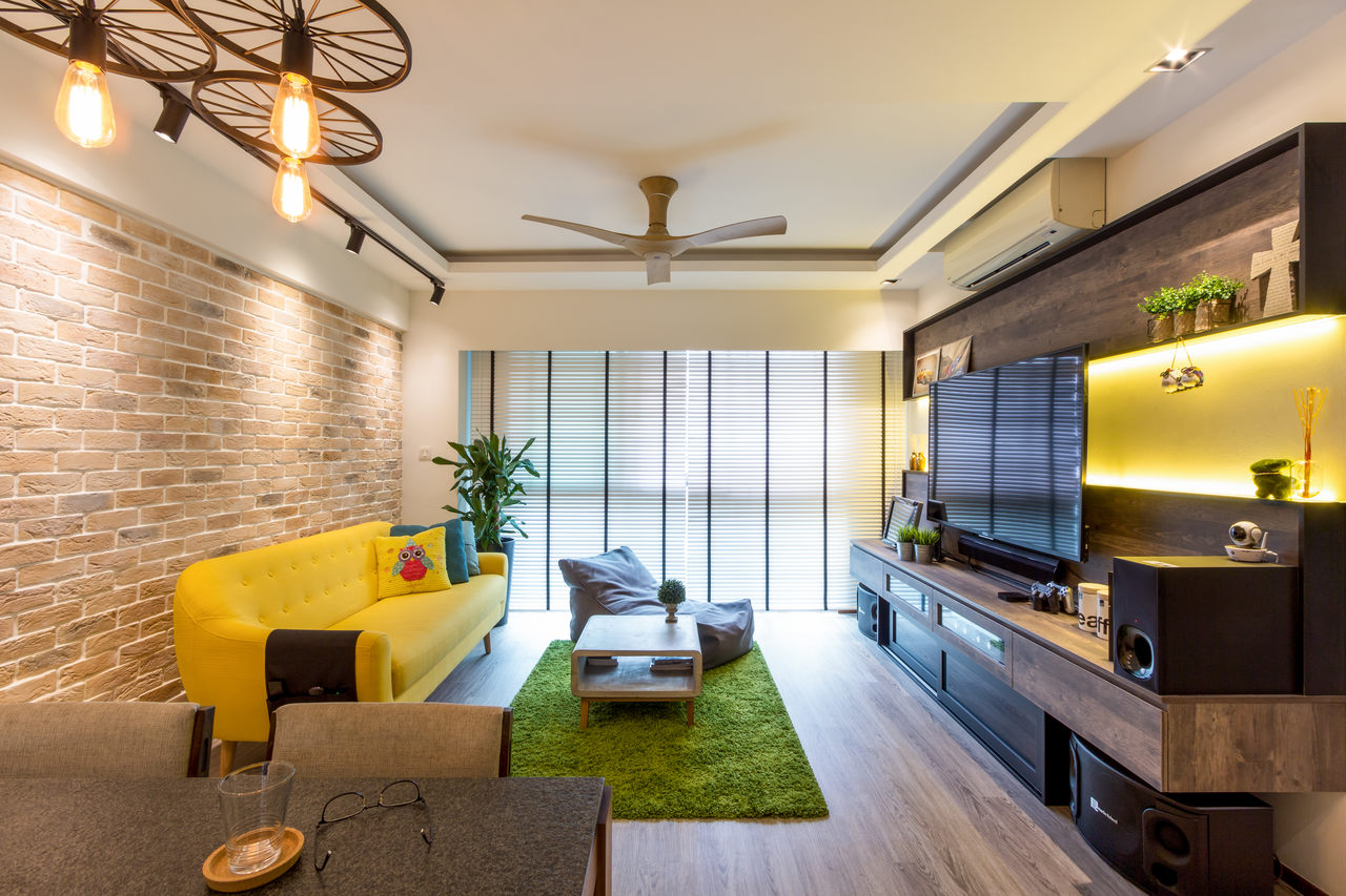 Contemporary, Modern Design - Living Room - HDB 4 Room - Design by Fineline Design Pte Ltd