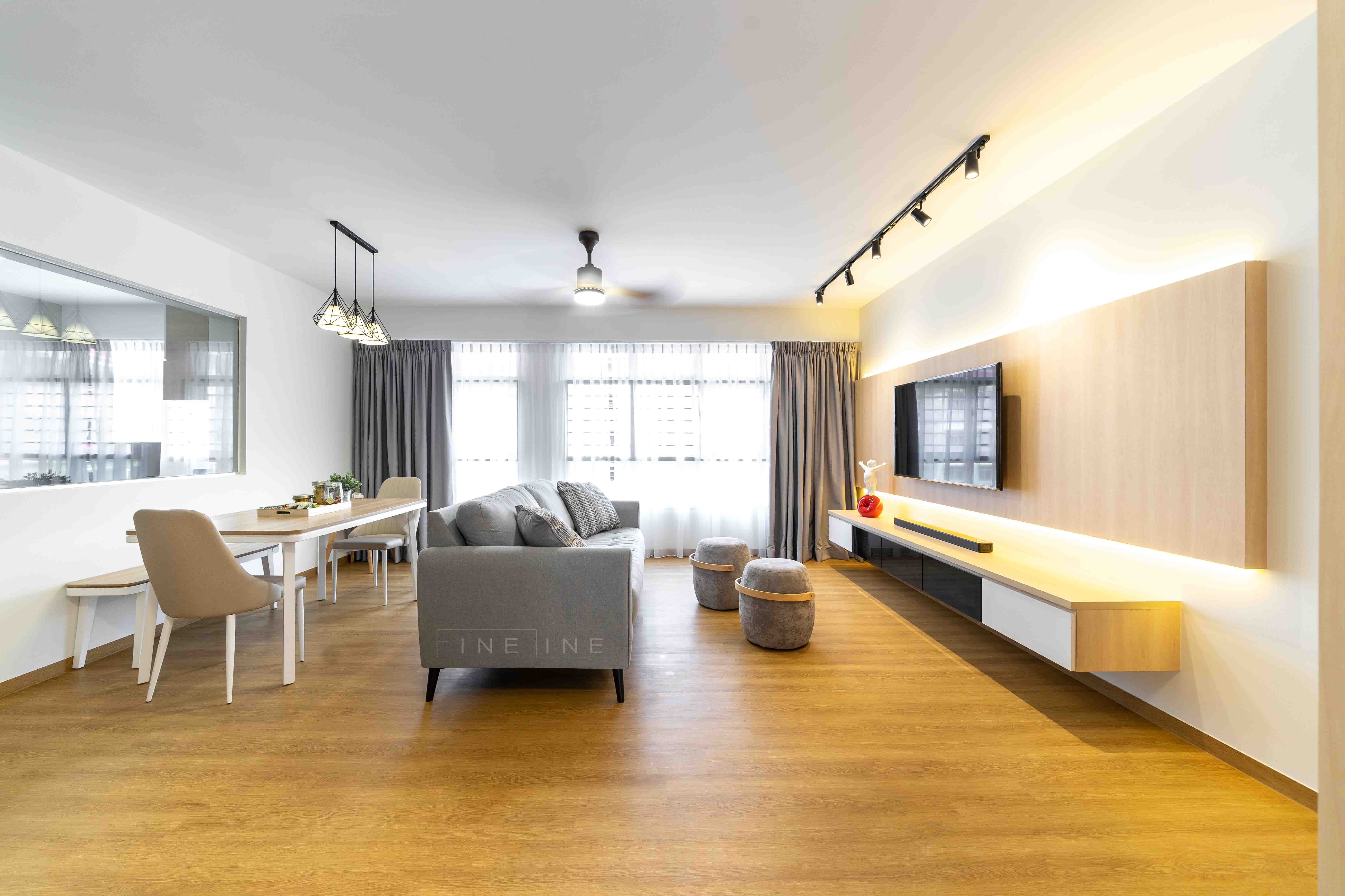 Scandinavian Design - Living Room - HDB 5 Room - Design by Fineline Design Pte Ltd