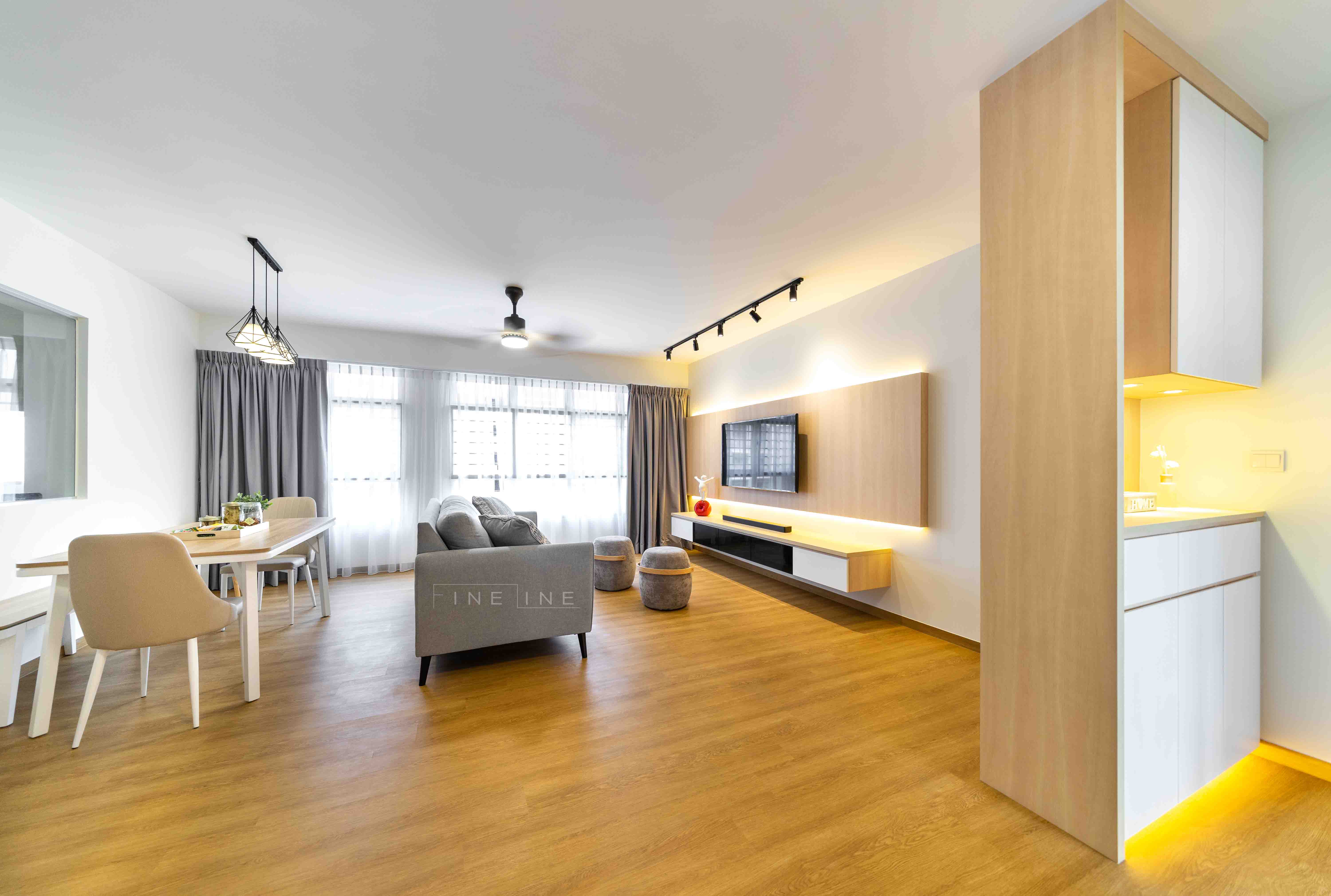 Scandinavian Design - Living Room - HDB 5 Room - Design by Fineline Design Pte Ltd