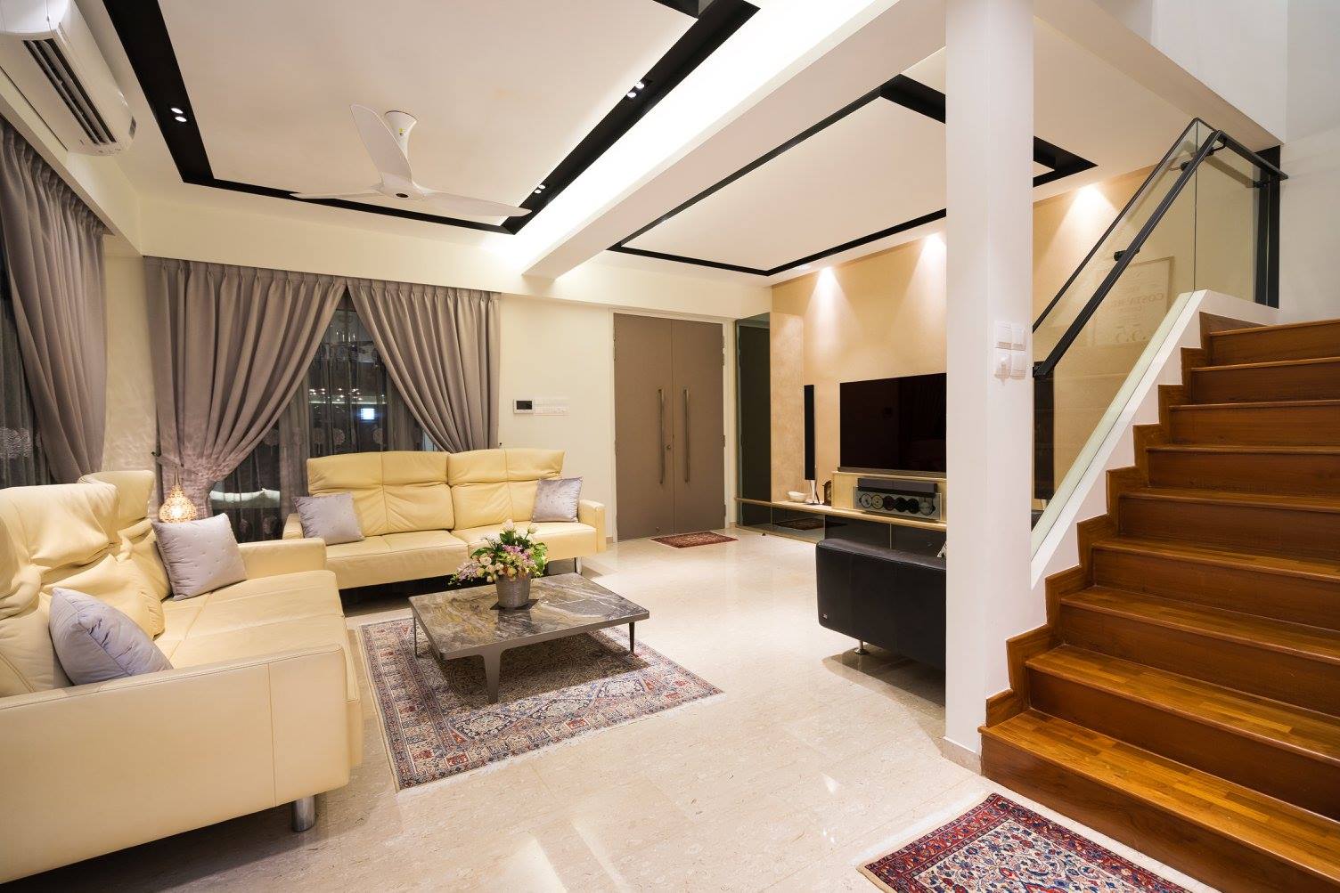 Contemporary Design - Living Room - Landed House - Design by Fineline Design Pte Ltd
