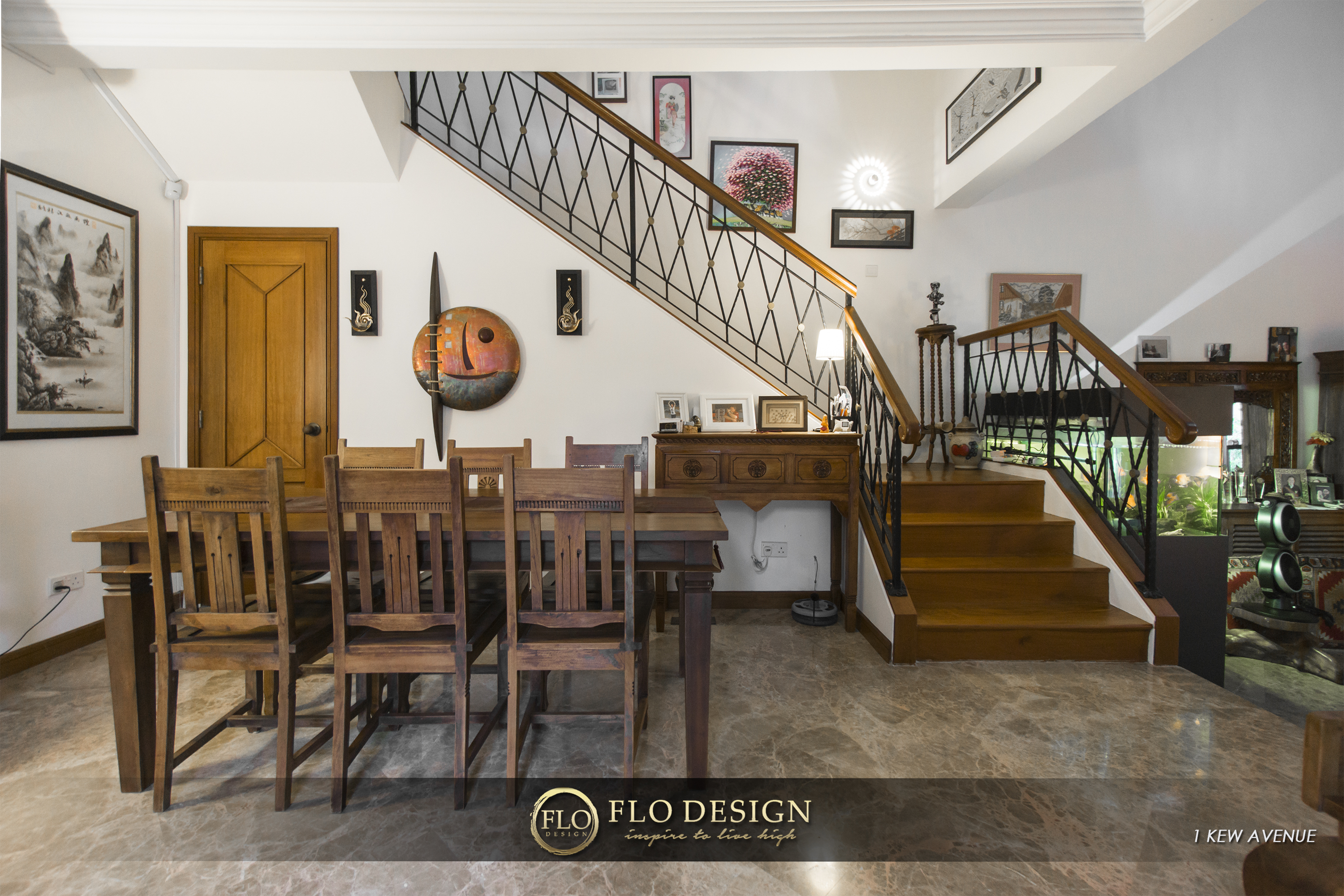 Contemporary, Eclectic, Rustic Design - Dining Room - Landed House - Design by Flo Design Pte Ltd