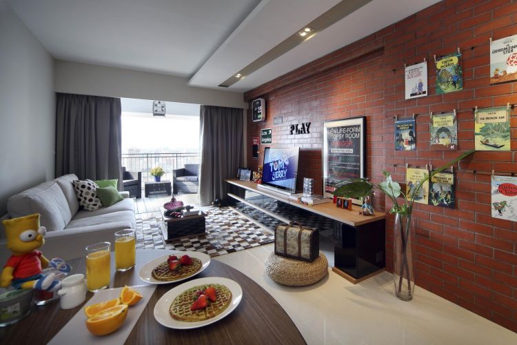 Eclectic, Industrial Design - Living Room - HDB 4 Room - Design by Fuse Concept Pte Ltd