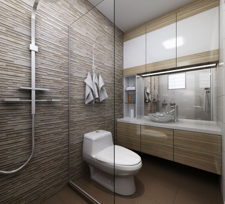 Contemporary, Modern Design - Bathroom - HDB Executive Apartment - Design by Fusion Concept Interior