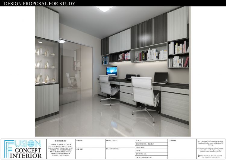 Contemporary, Modern Design - Study Room - HDB Executive Apartment - Design by Fusion Concept Interior