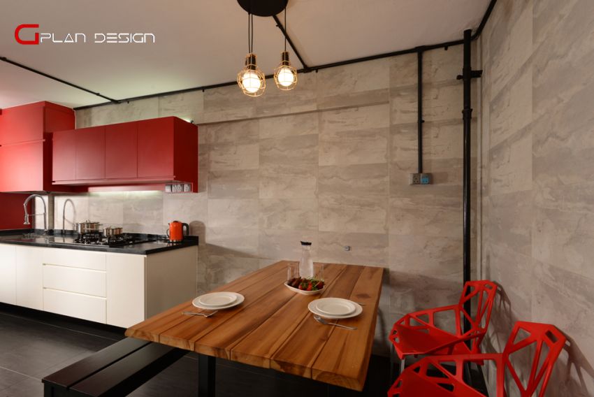 Industrial Design - Dining Room - HDB 4 Room - Design by G'Plan Design Pte Ltd