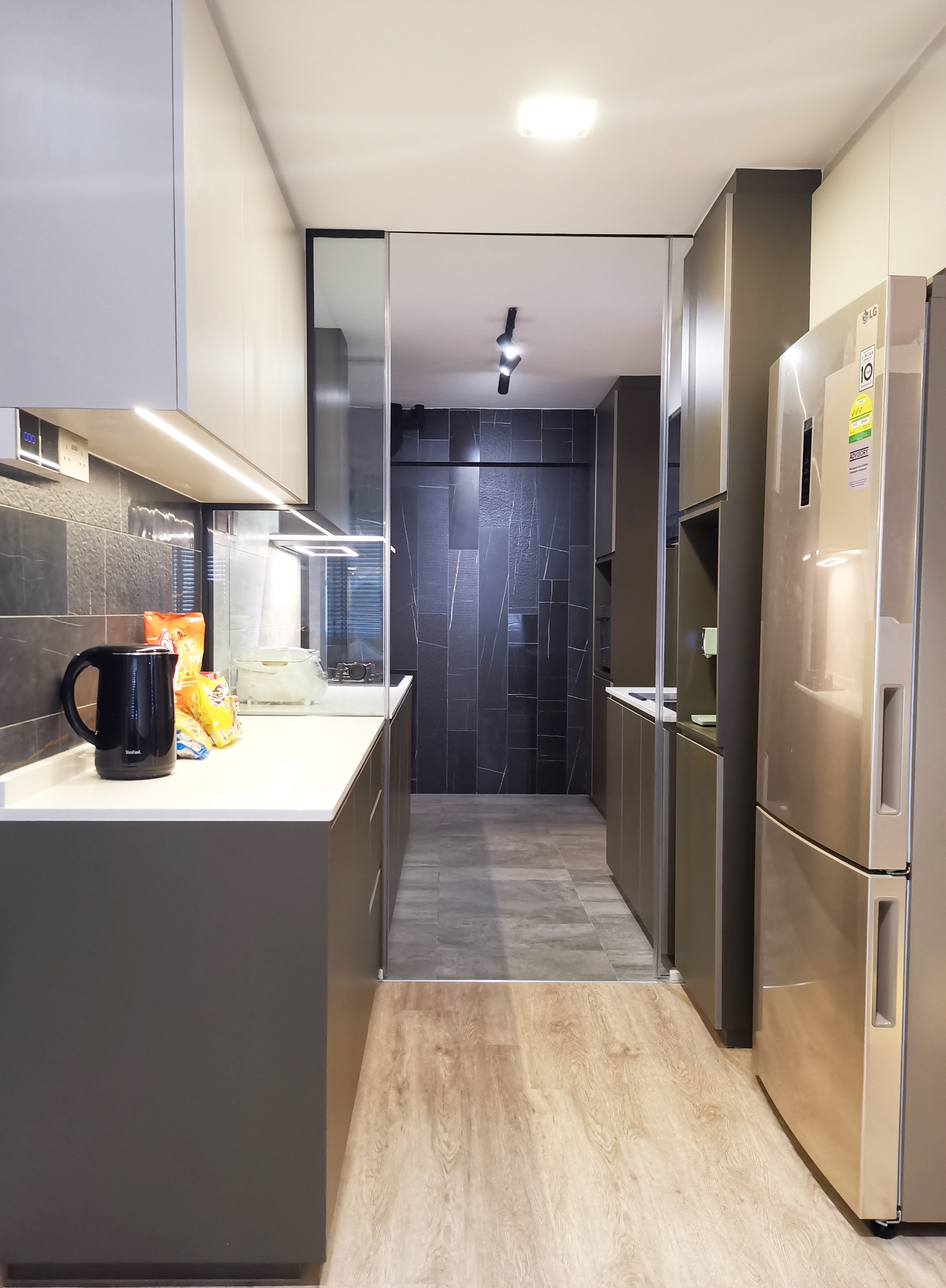 Modern, Rustic Design - Kitchen - HDB 4 Room - Design by GranVision D'sign Pte Ltd