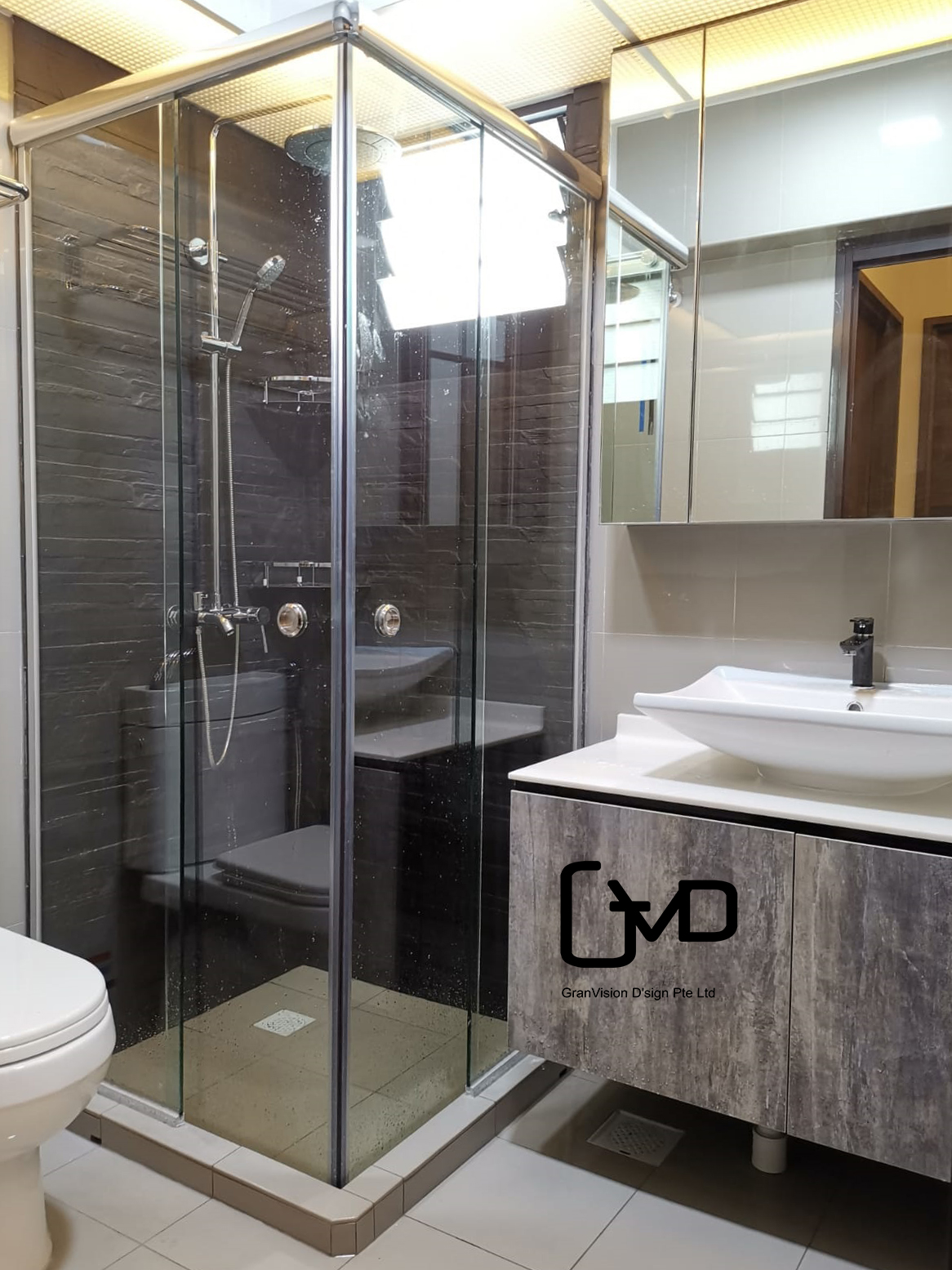 Industrial, Rustic Design - Bathroom - HDB 3 Room - Design by GranVision D'sign Pte Ltd