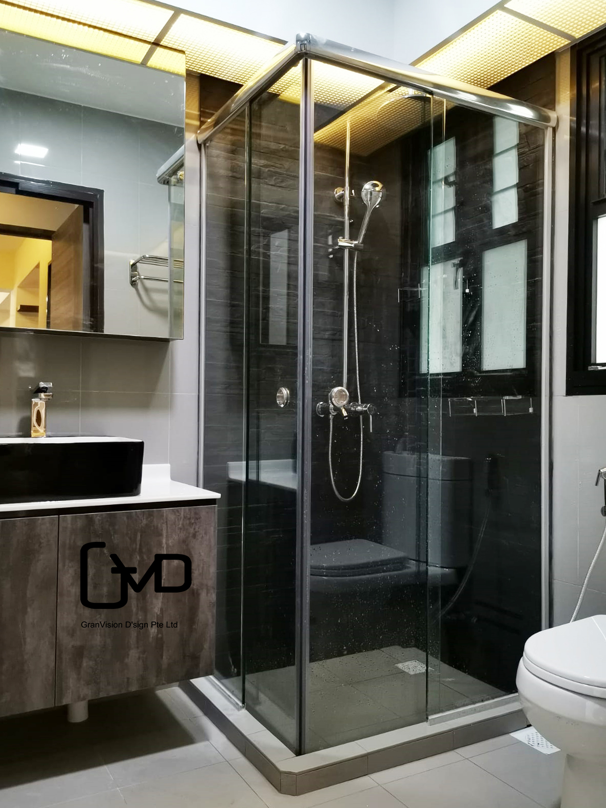 Industrial, Rustic Design - Bathroom - HDB 3 Room - Design by GranVision D'sign Pte Ltd