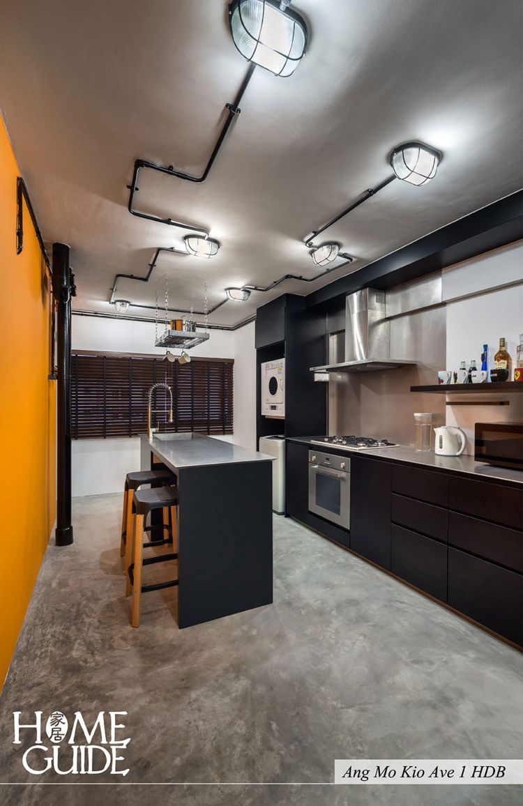 Industrial Design - Kitchen - HDB 3 Room - Design by Home Guide Design & Contracts Pte Ltd