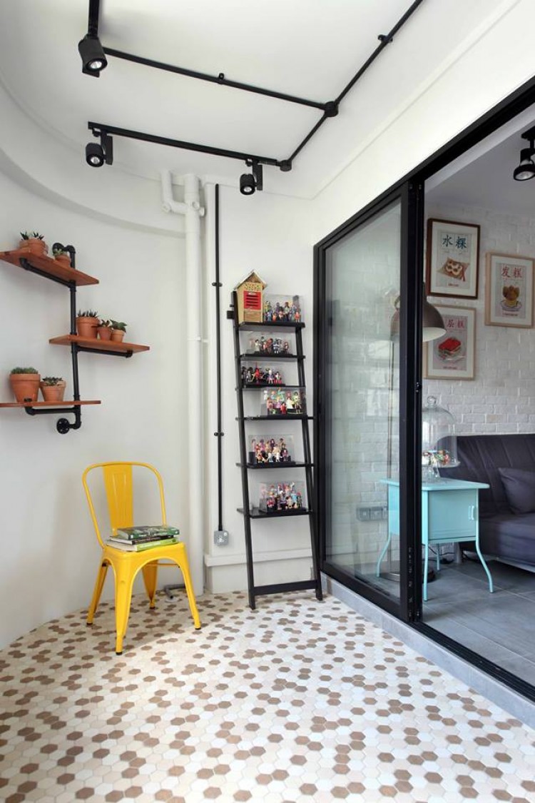 Modern, Retro Design - Balcony - HDB 4 Room - Design by Hue Concept Interior Design Pte Ltd