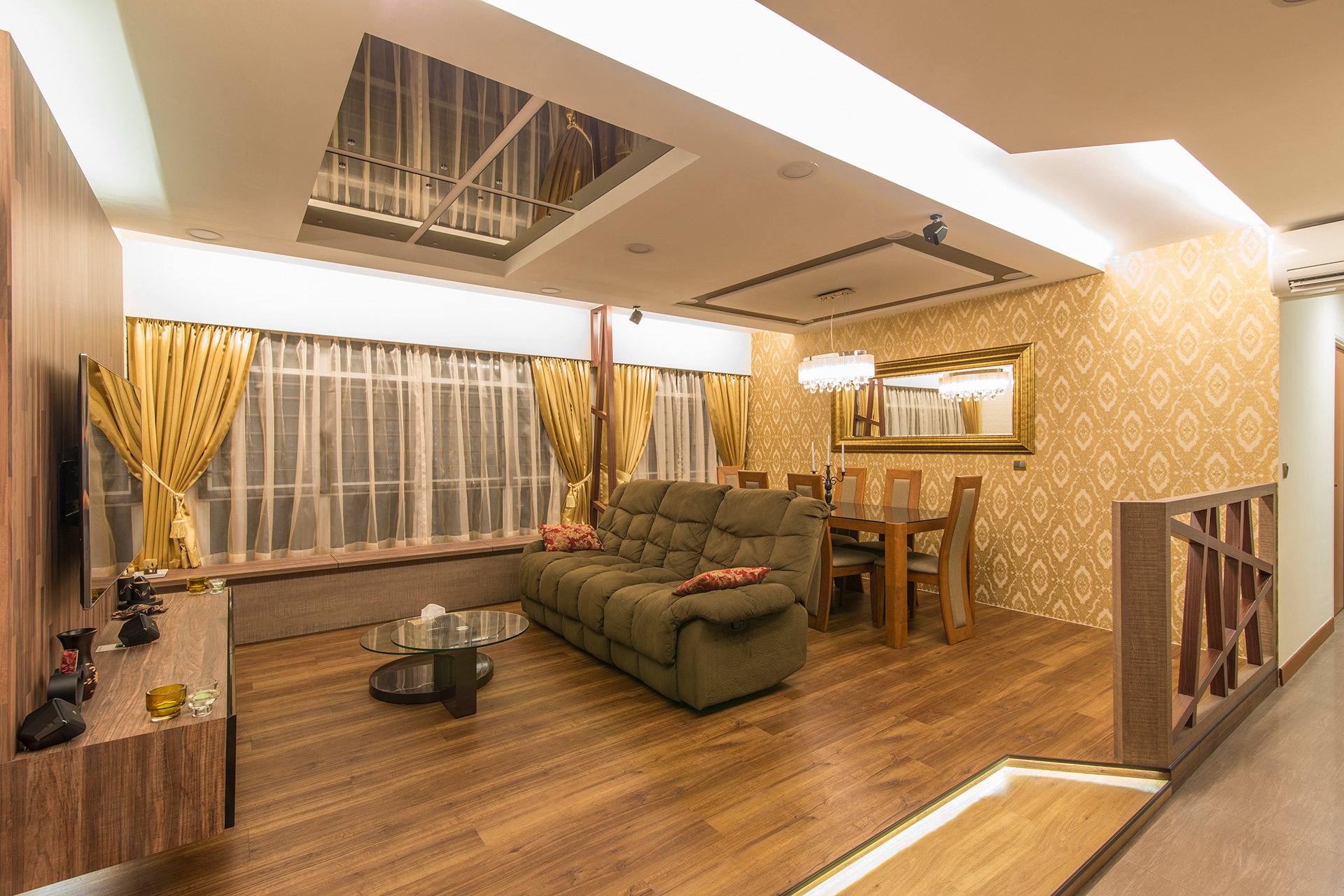 Country, Rustic Design - Living Room - HDB 5 Room - Design by Ideal Design Interior Pte Ltd
