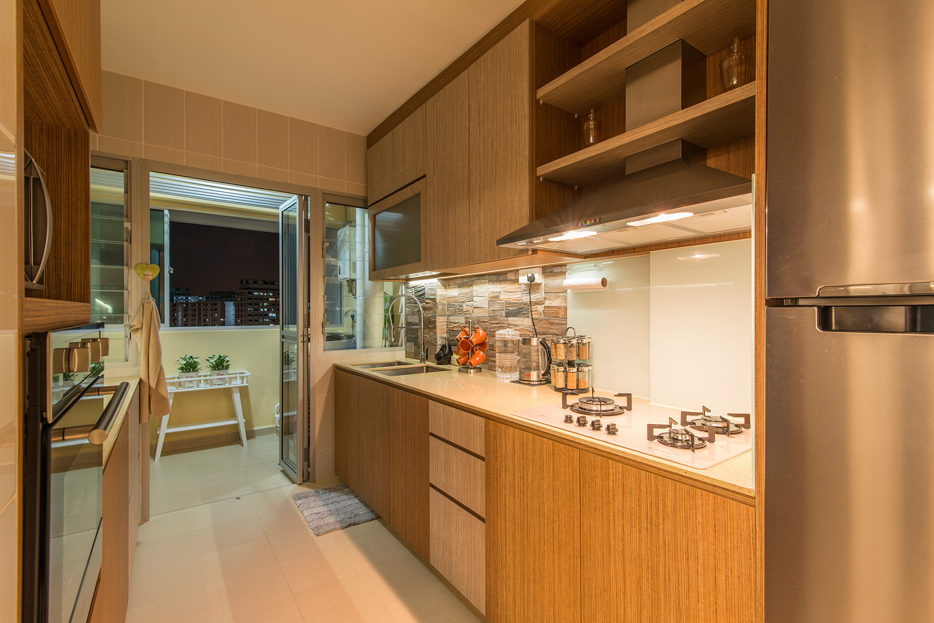 Country, Rustic Design - Kitchen - HDB 5 Room - Design by Ideal Design Interior Pte Ltd
